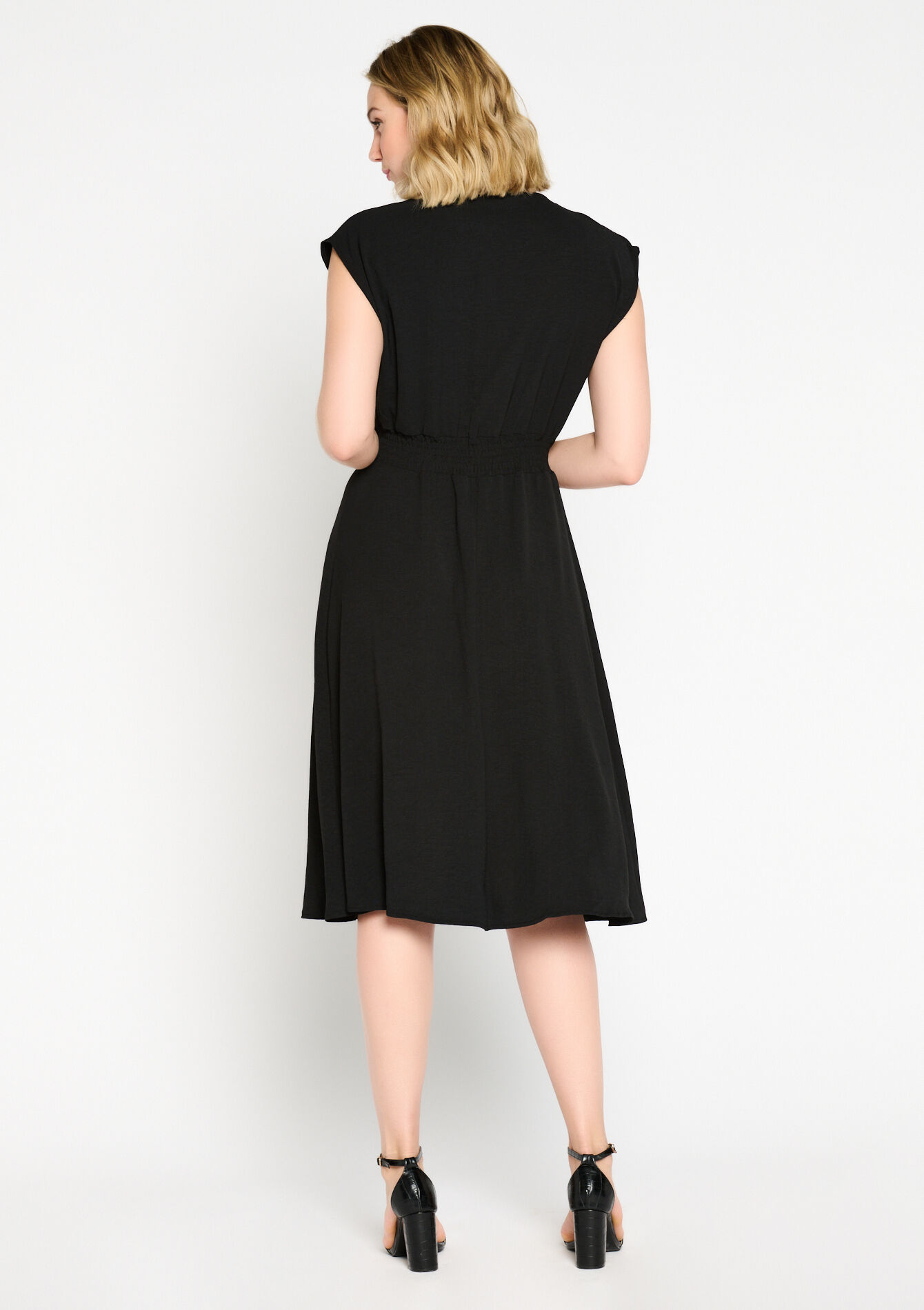 Plain wrap dress, Plain wrap dress - BLACK - 08602143_1119