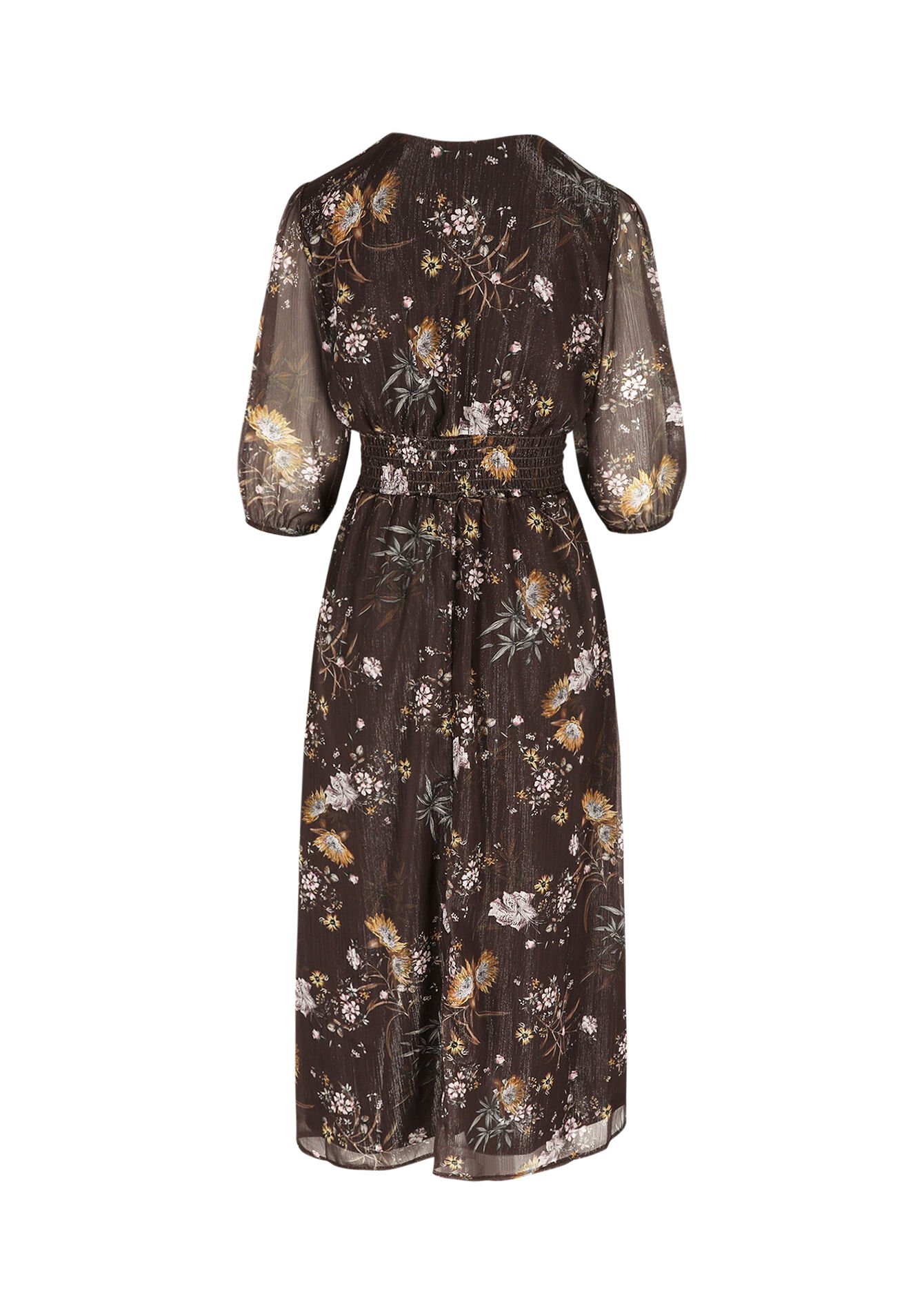 Gebloemde midi-jurk, Gebloemde midi-jurk - BROWN DARK CHOCOLATE - 08104224_3720