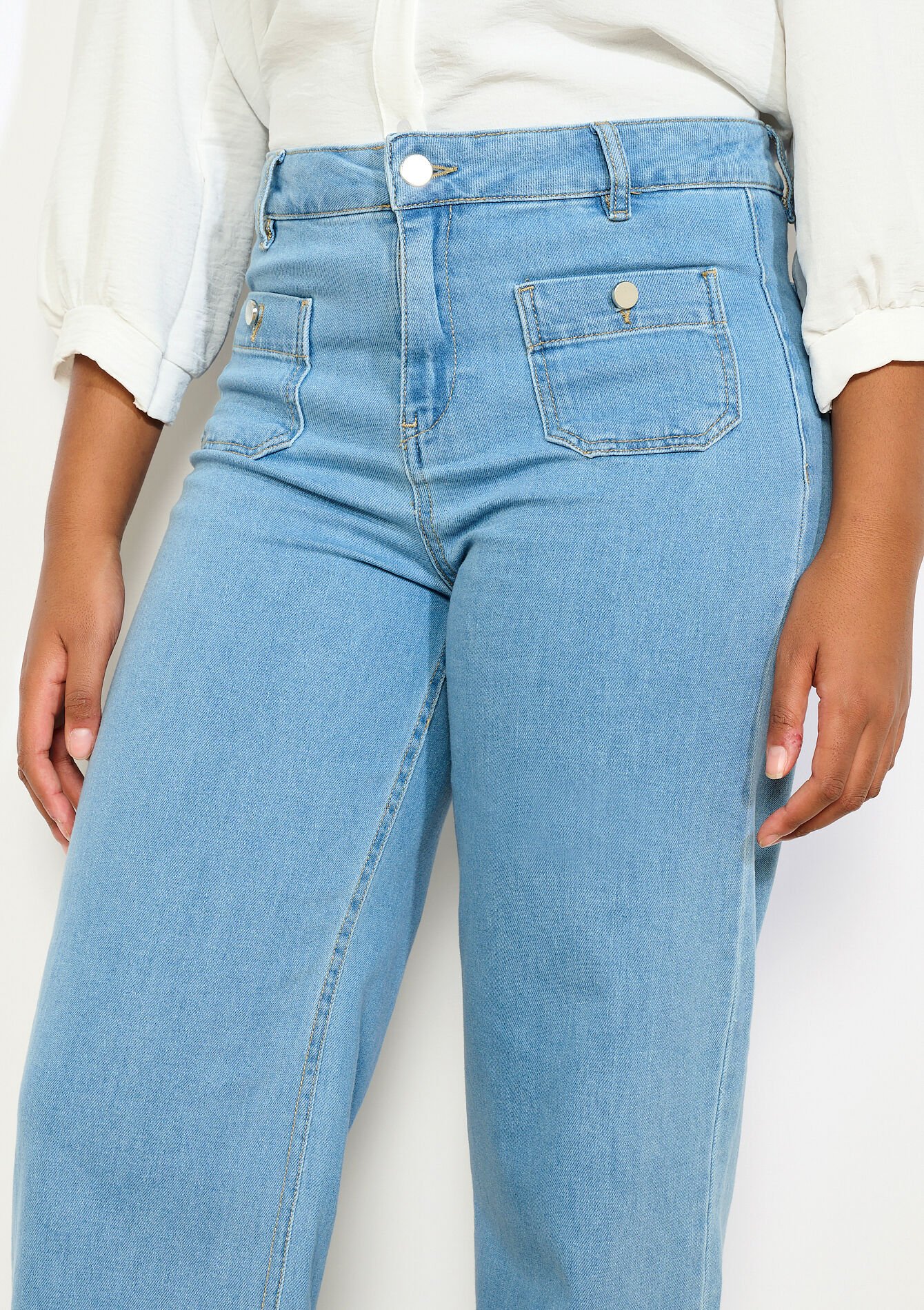 Jean large raccourci, Jean large raccourci - BLUE BLEACHED - 22000659_0502