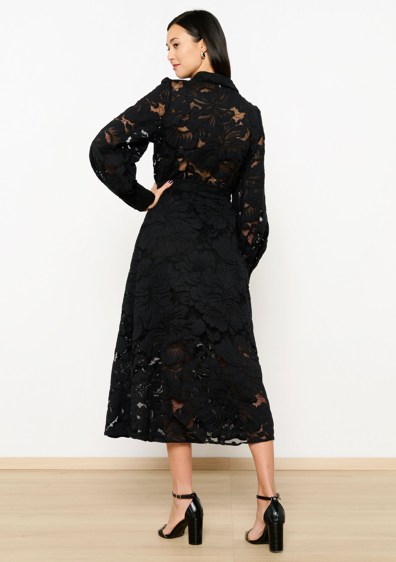 Robe-chemise en dentelle, Robe-chemise en dentelle - BLACK - 08103858_1119