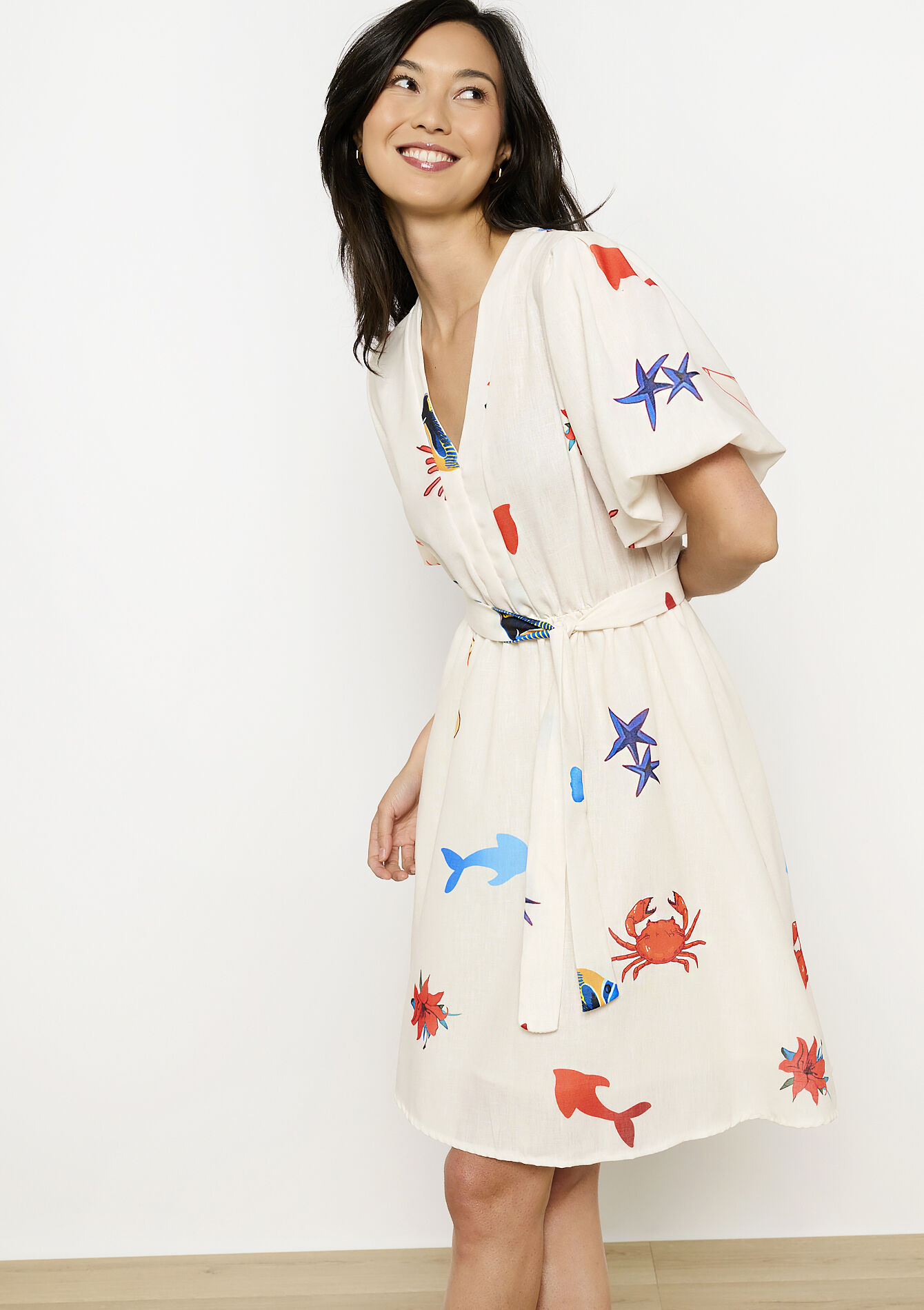 Breezy printed dress, Breezy printed dress - VANILLA WHITE - 08104170