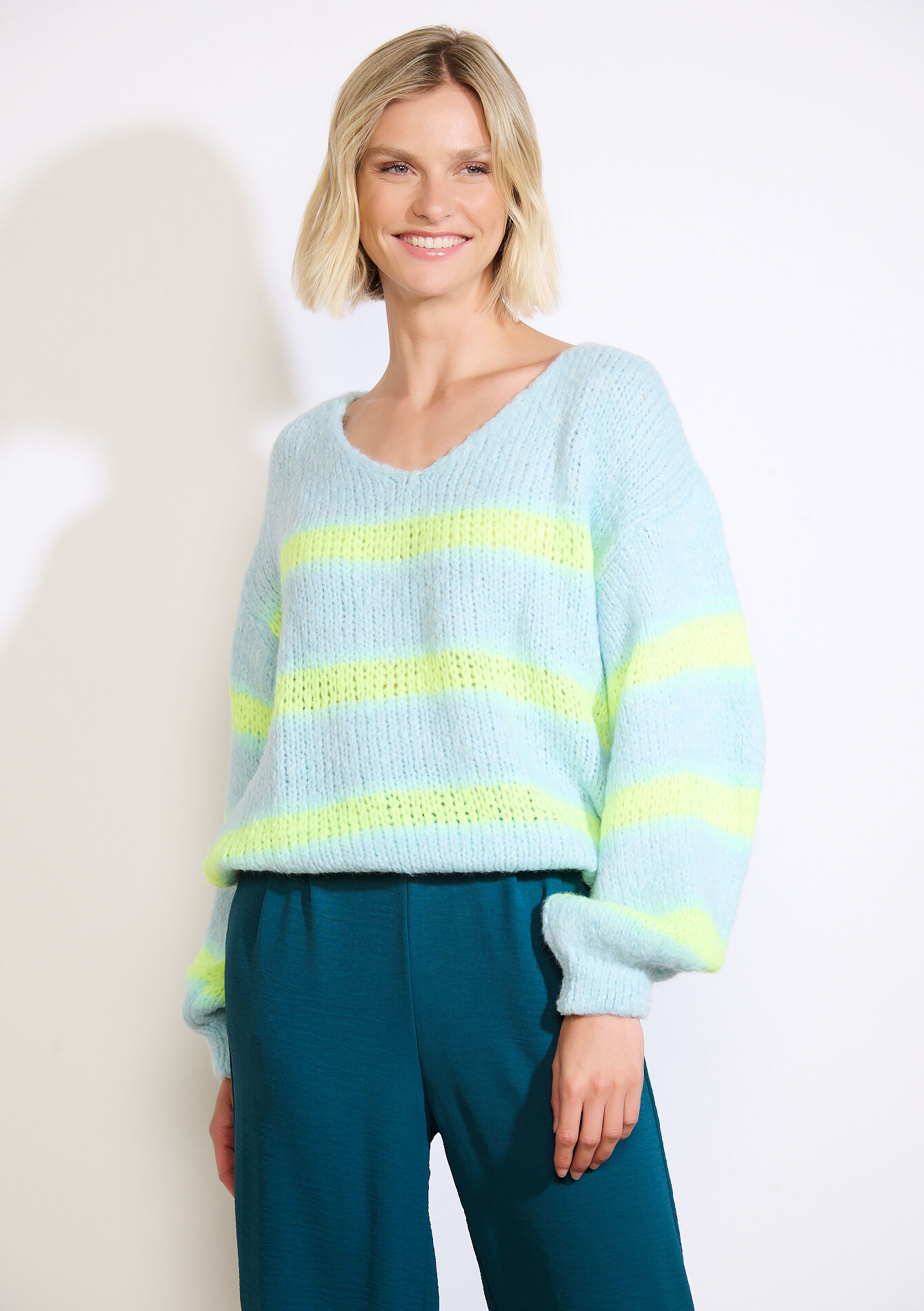 Pull rayé oversize, Pull rayé oversize - LT BLUE - 04006999