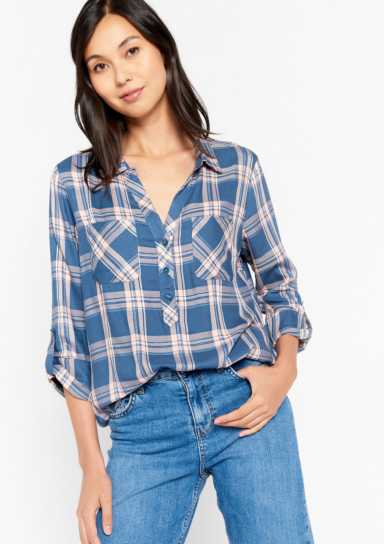 Chemise à carreaux - BLUE DENIM - 05702260_1638