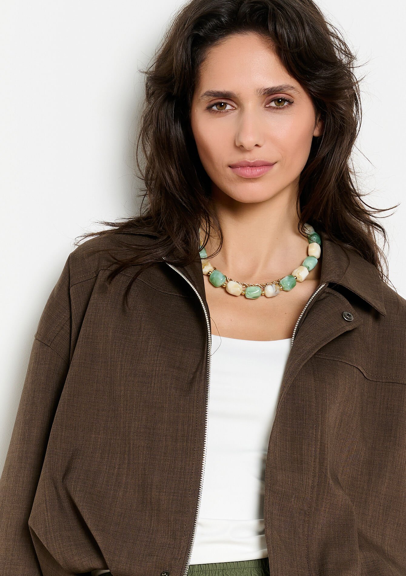 Soepel bomberjack met rits - BROWN DARK CHOCOLATE - 09101182_3720