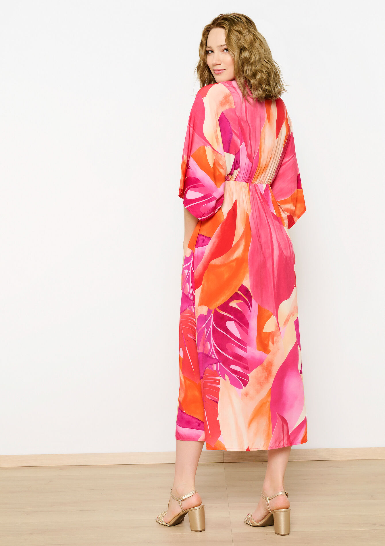 Maxi-jurk met tropische print, Maxi-jurk met tropische print - ORANGE BRIGHT - 08103657_1255