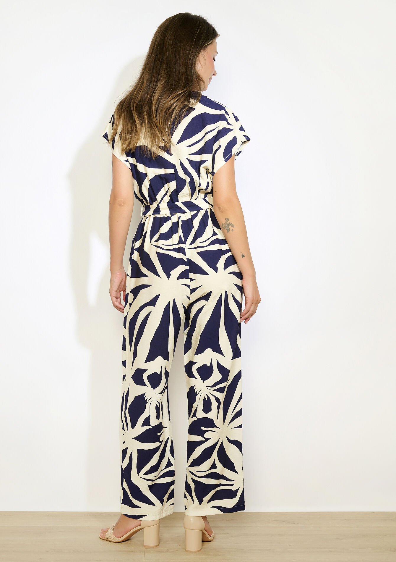 Wikkel jumpsuit met print, Wikkel jumpsuit met print - NAVY BASIC - 06004657_2723