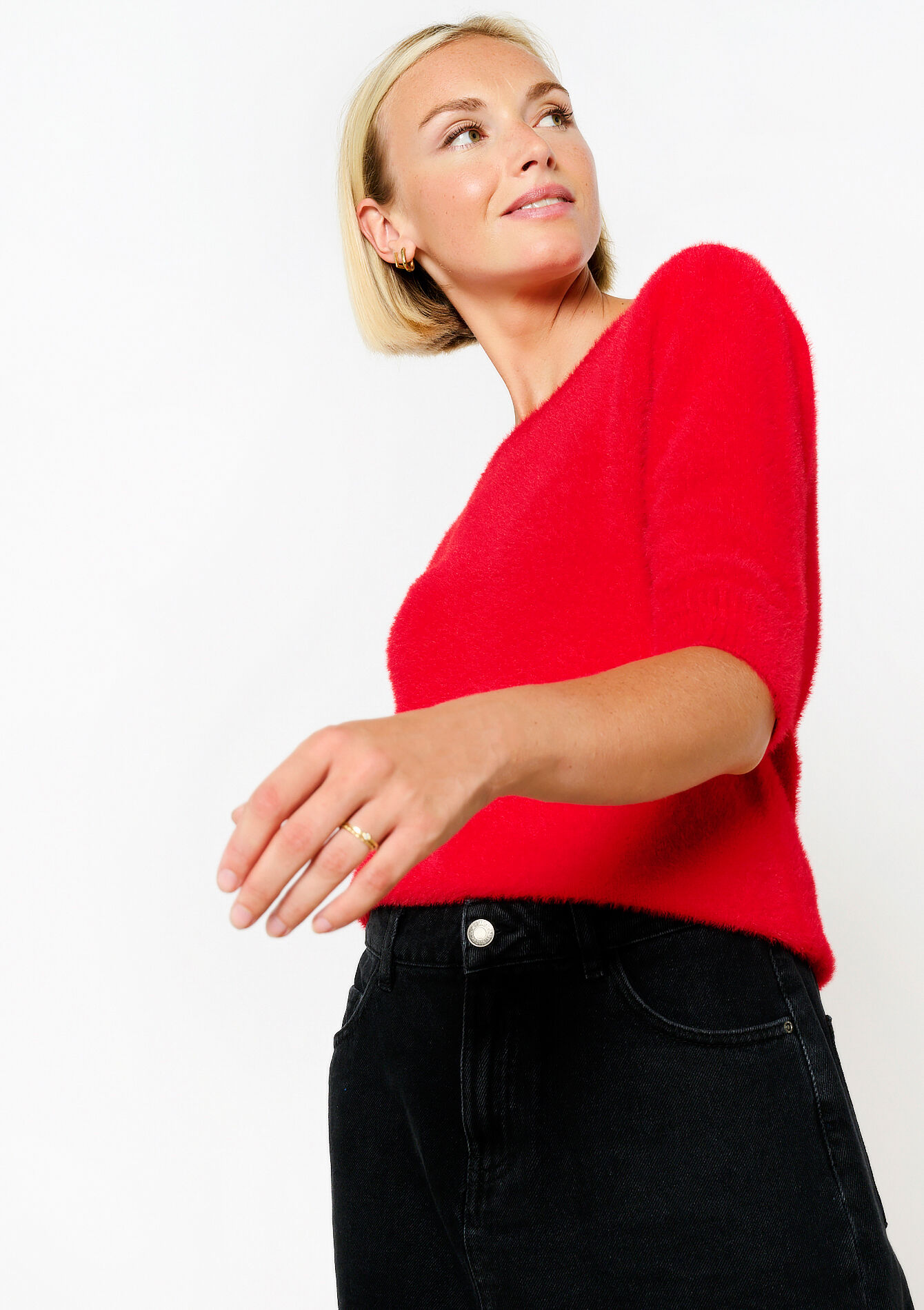 Pullover en maille poilue, Pullover en maille poilue - RED LIPSTICK - 04006502_5310