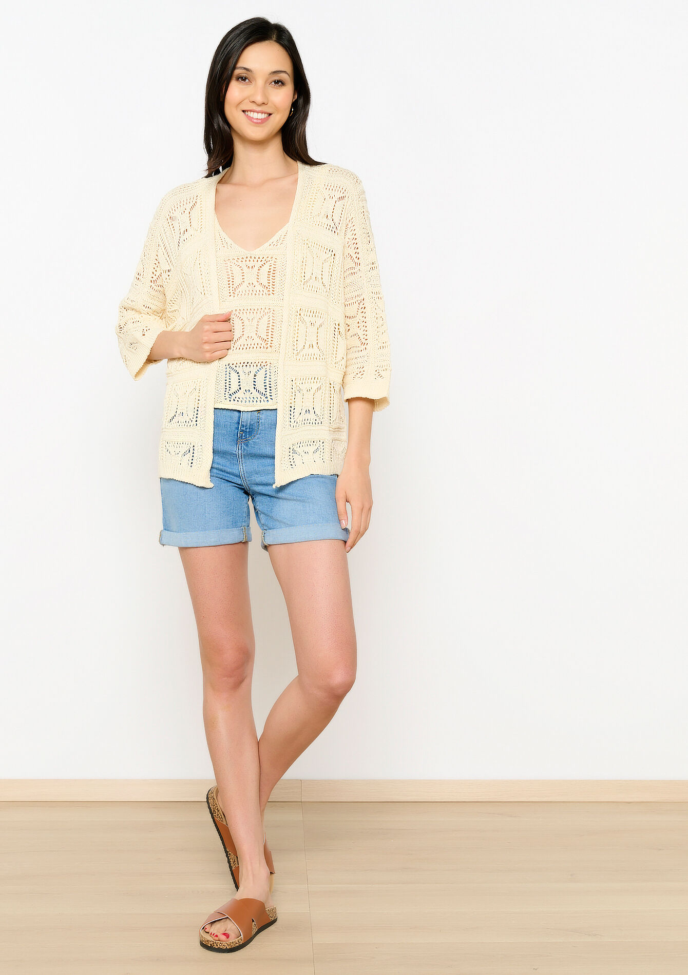 Crochet Cardigan  - LT BEIGE - 04101160_2527