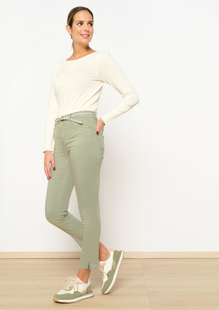 Slimfit trousers with belt - KHAKI FADED - 06004459_4326