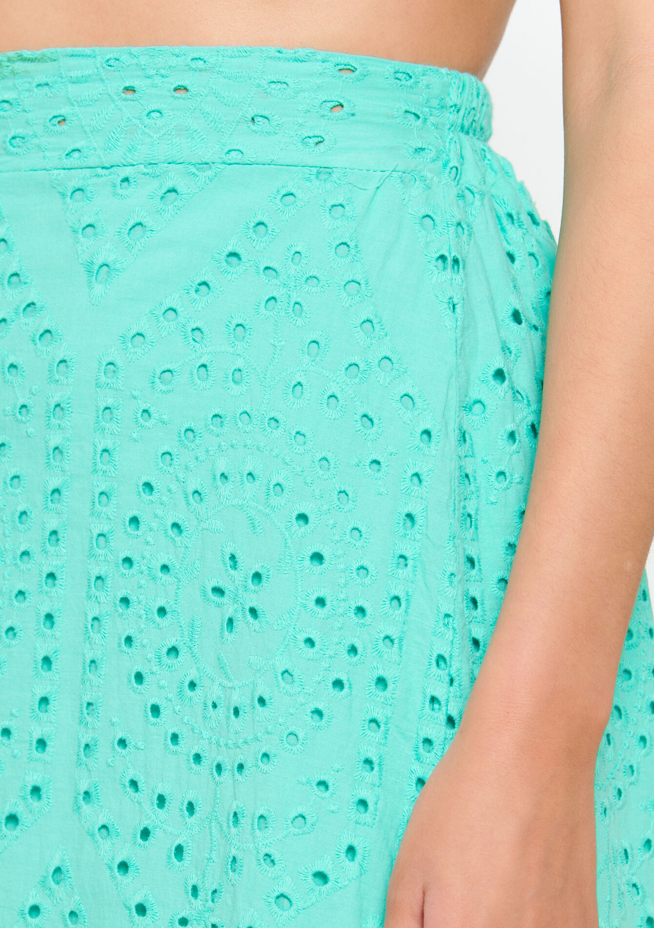 Midi skirt in broderie anglaise, Midi skirt in broderie anglaise - MINT GREEN - 07101239_1723