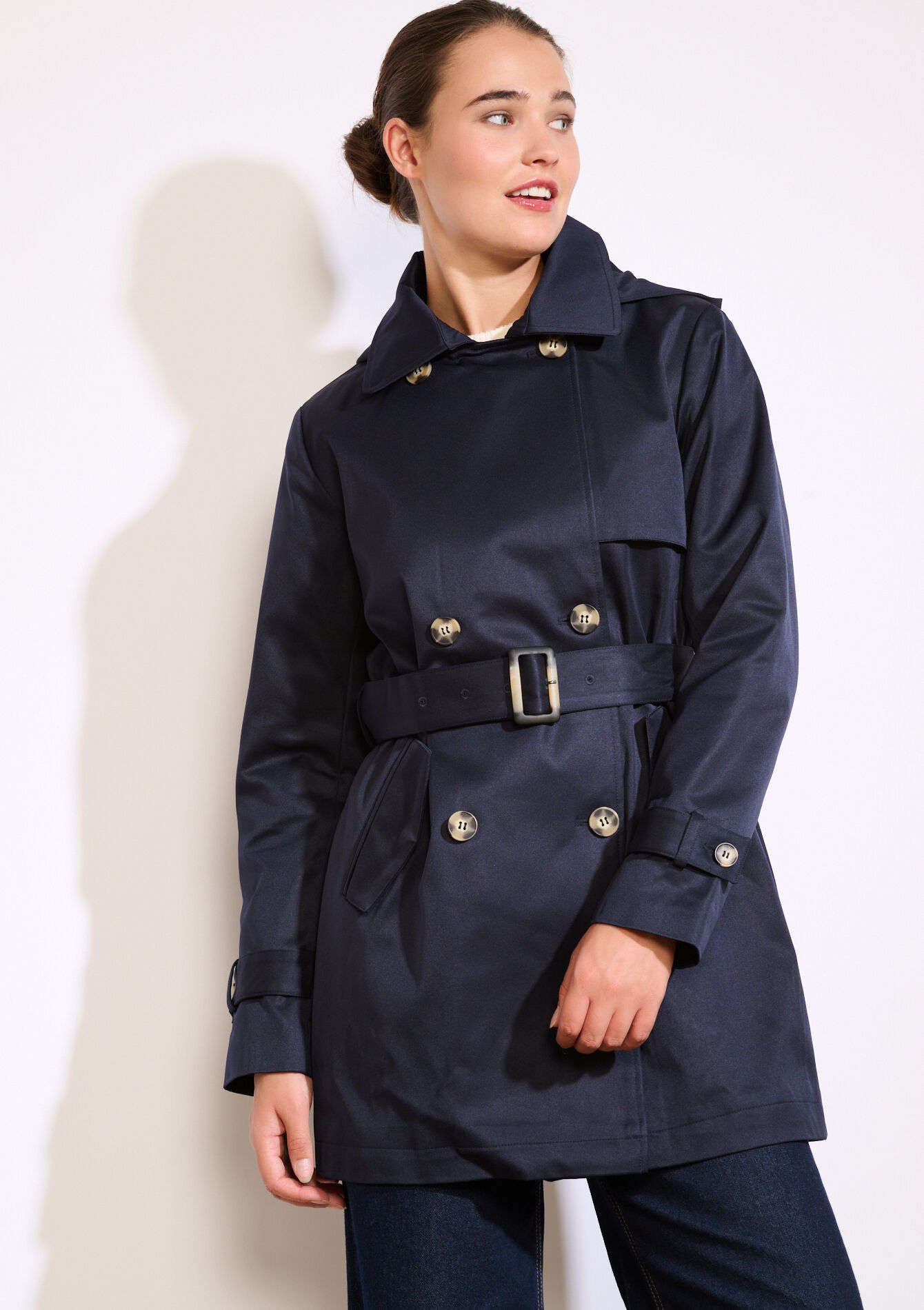 Belted short trench, Belted short trench - NAVY BASIC - 23000737_2723
