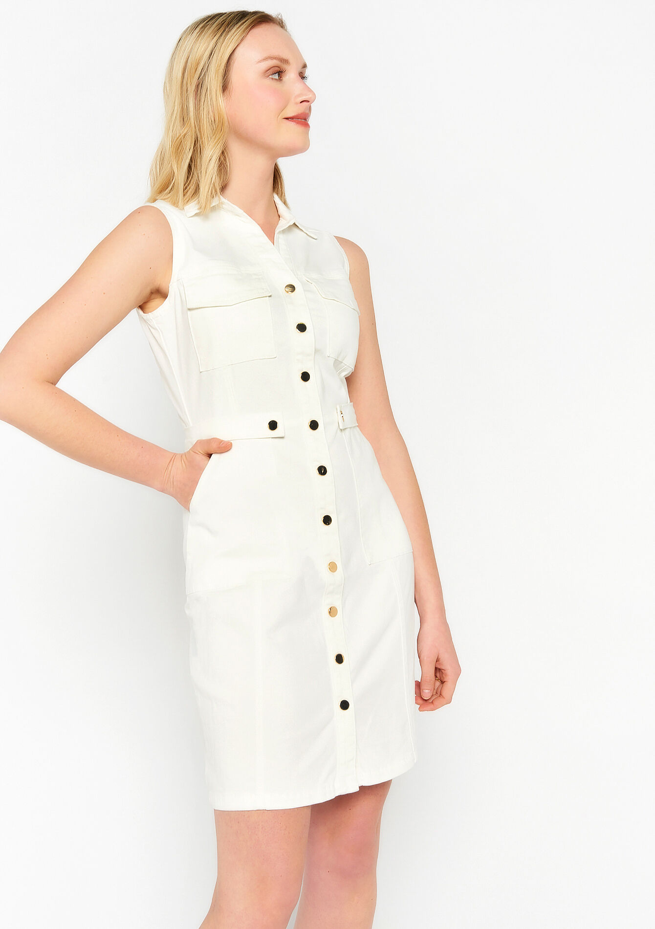 Robe-chemise en denim - OPTICAL WHITE - 08103044_1019