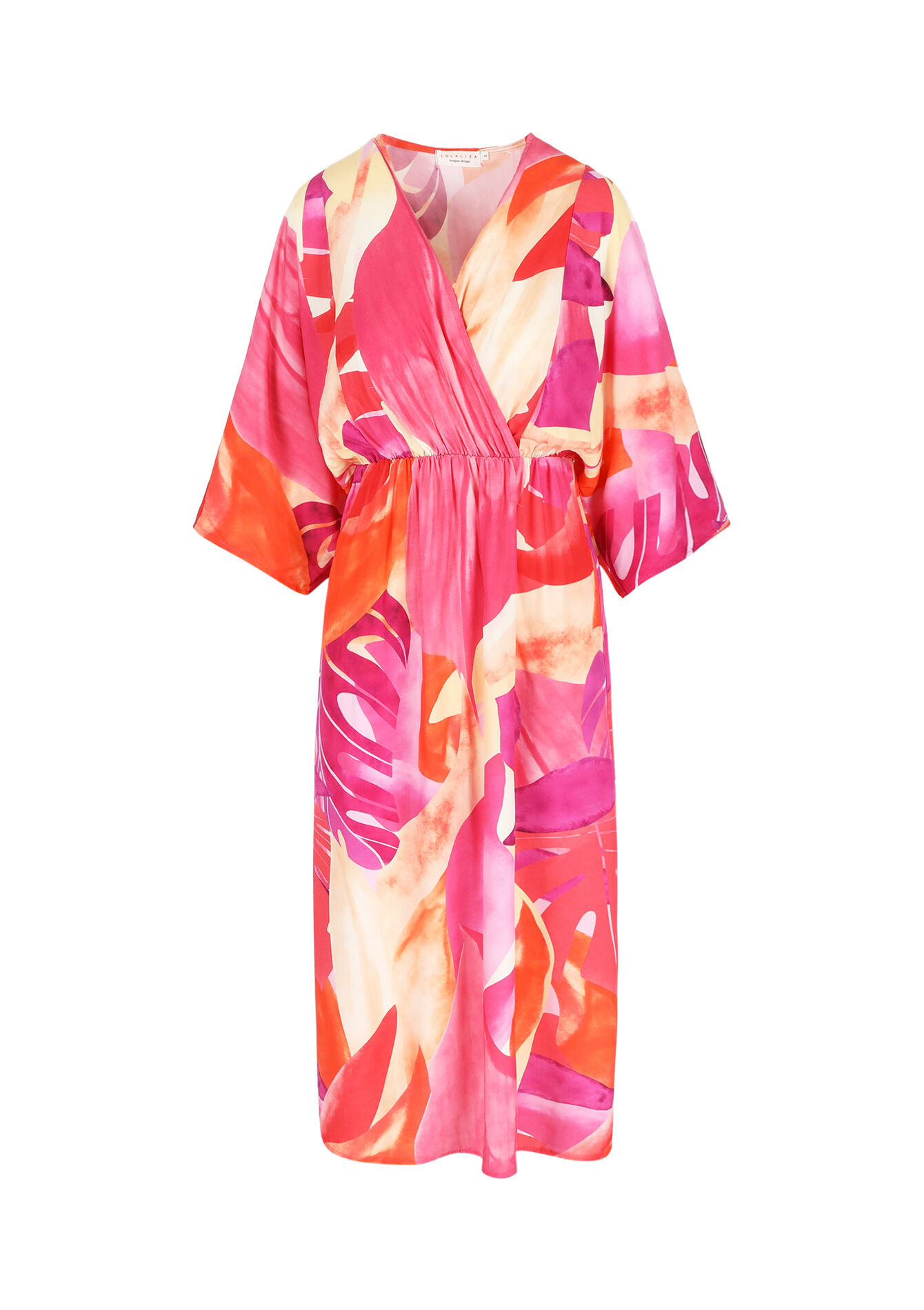 Maxi-jurk met tropische print, Maxi-jurk met tropische print - ORANGE BRIGHT - 08103657_1255