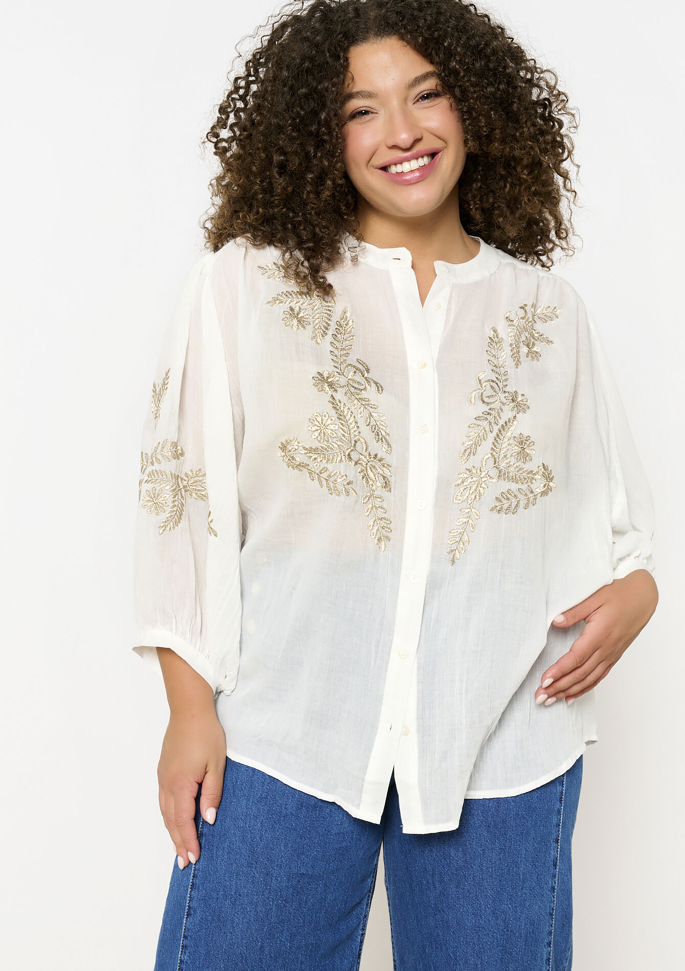 Embroidered voile blouse - OFFWHITE - 05702727_1001