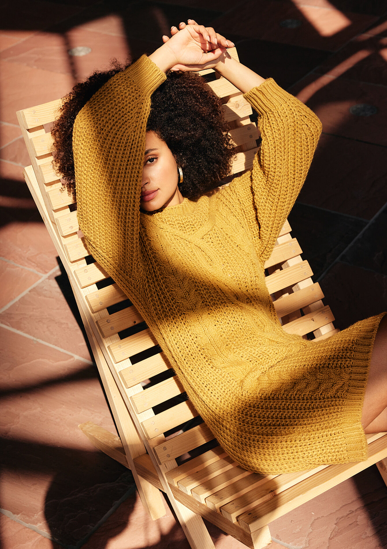 Cable-knit dress - OCHRE SPICE - 08103383