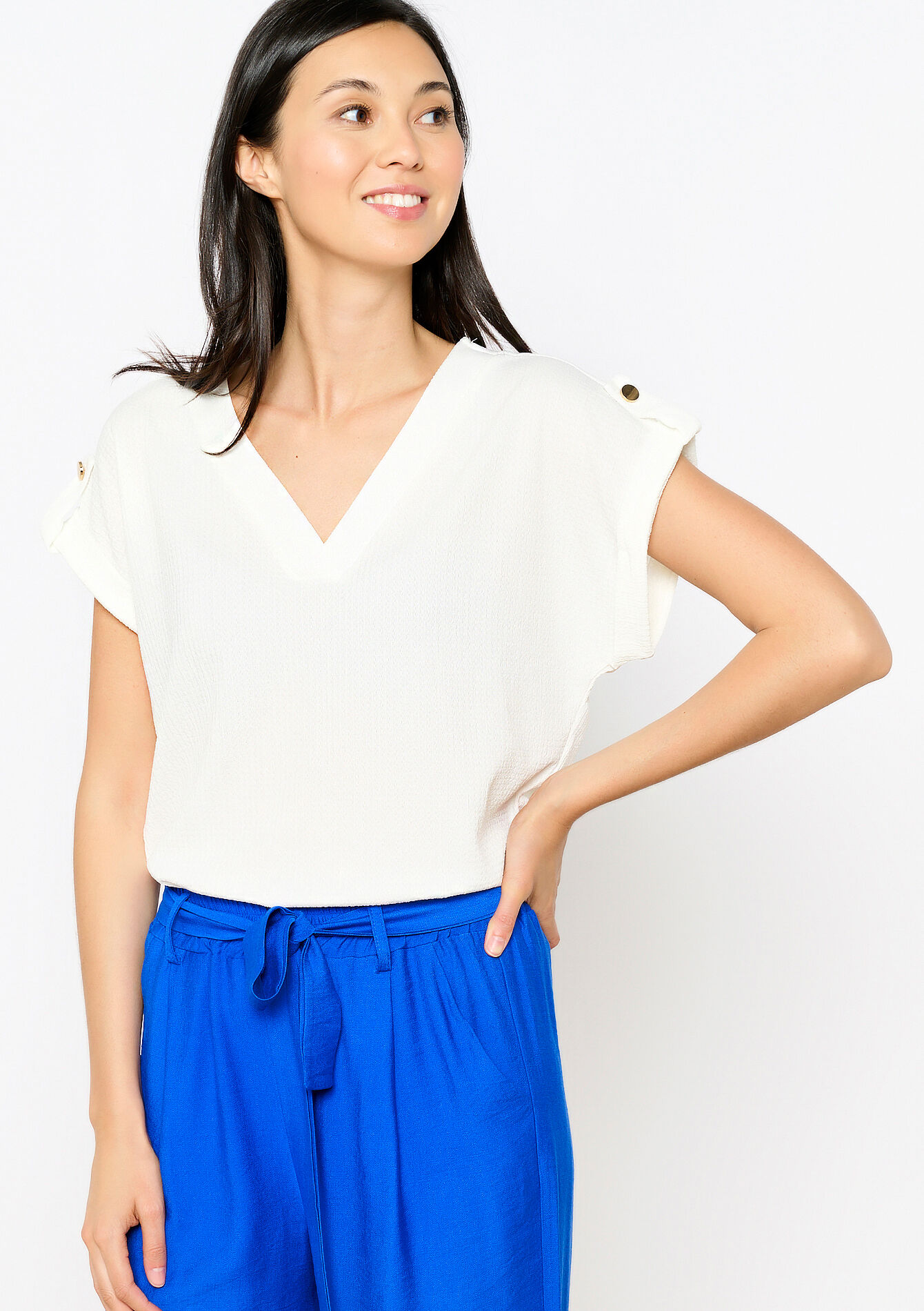 Crinkled blouse - OPTICAL WHITE - 1111294