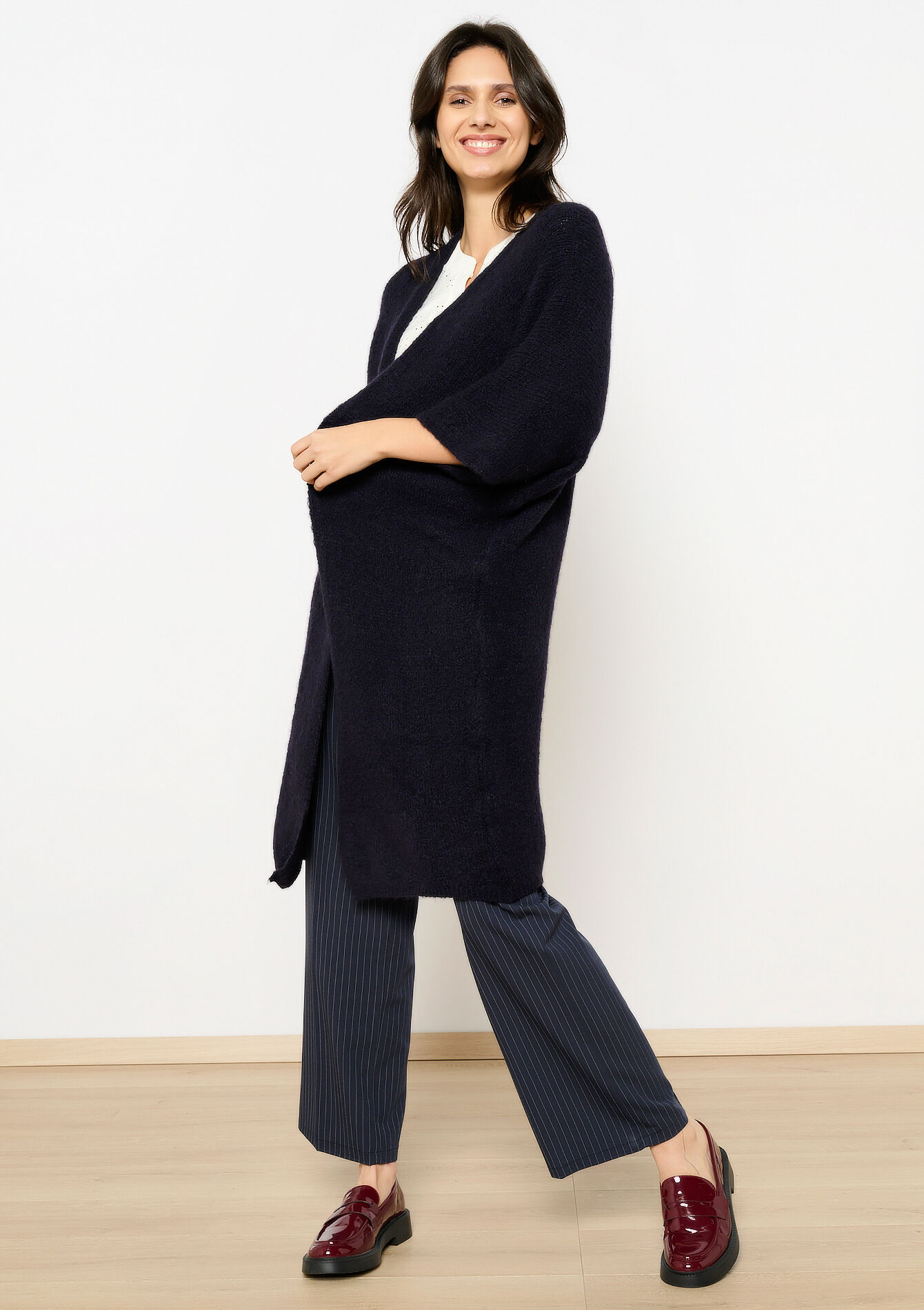 Cardigan long en mohair, Cardigan long en mohair - NAVY BASIC - 04101274_2723