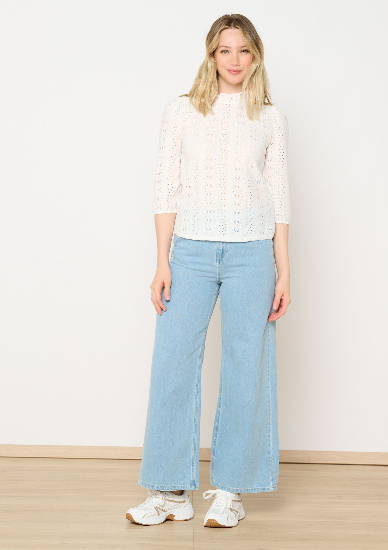 Geborduurde kanten top, Geborduurde kanten top - OPTICAL WHITE - 02301775_1019