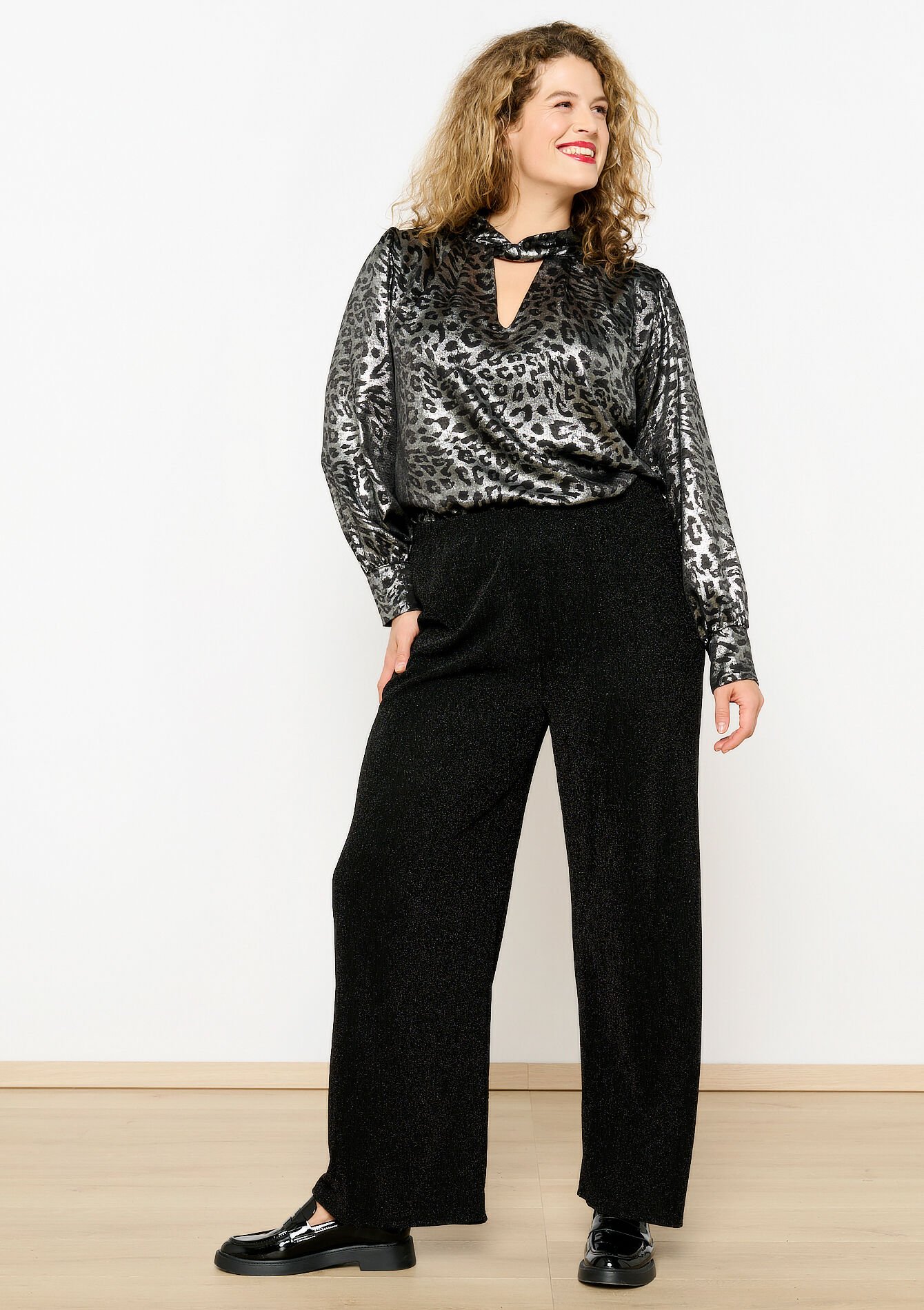 Pantalon met lurex, Pantalon met lurex - BLACK - 06600939_1119