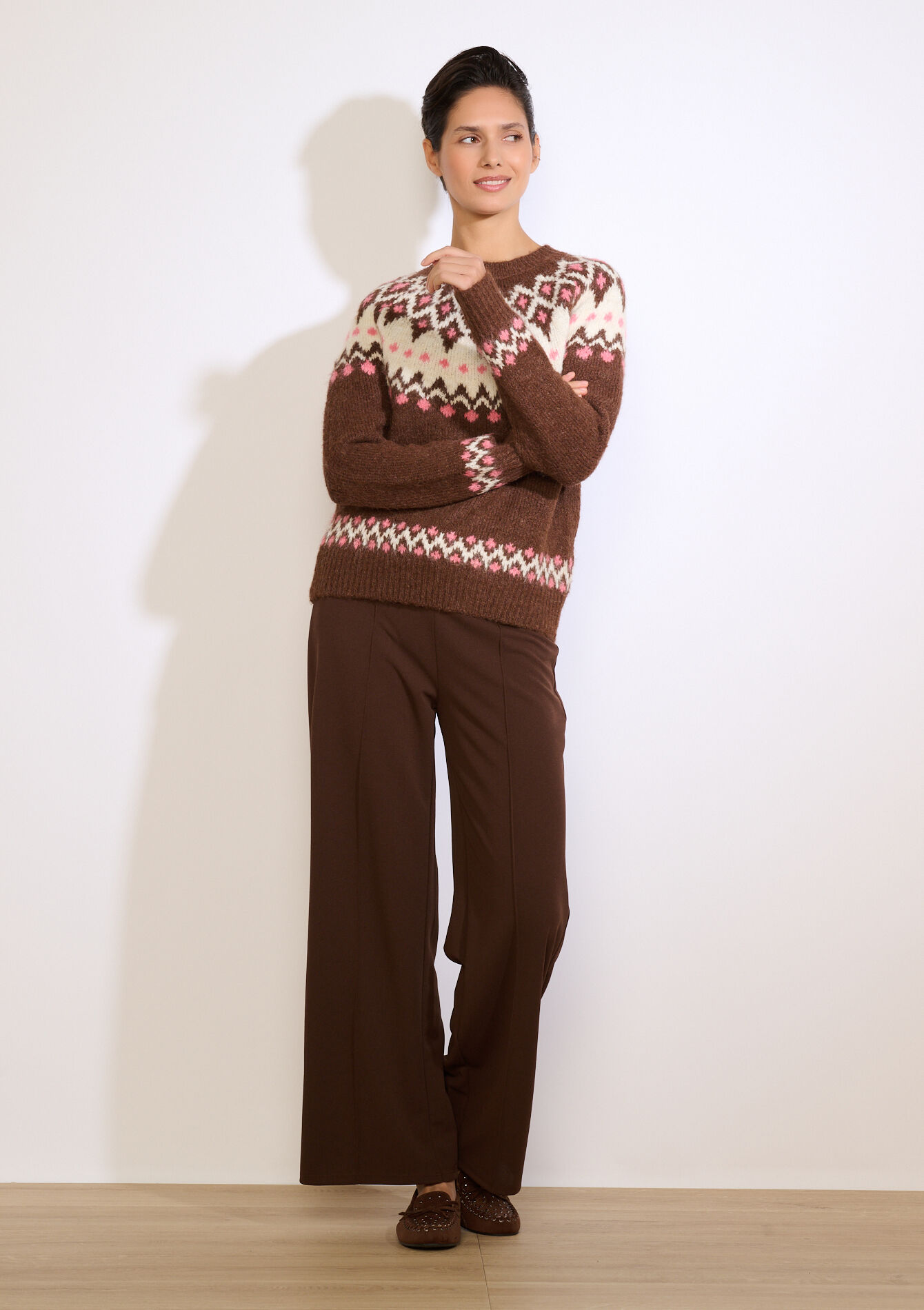 Pull jacquard doux, Pull jacquard doux - BROWN DARK CHOCOLATE - 04007145_3720