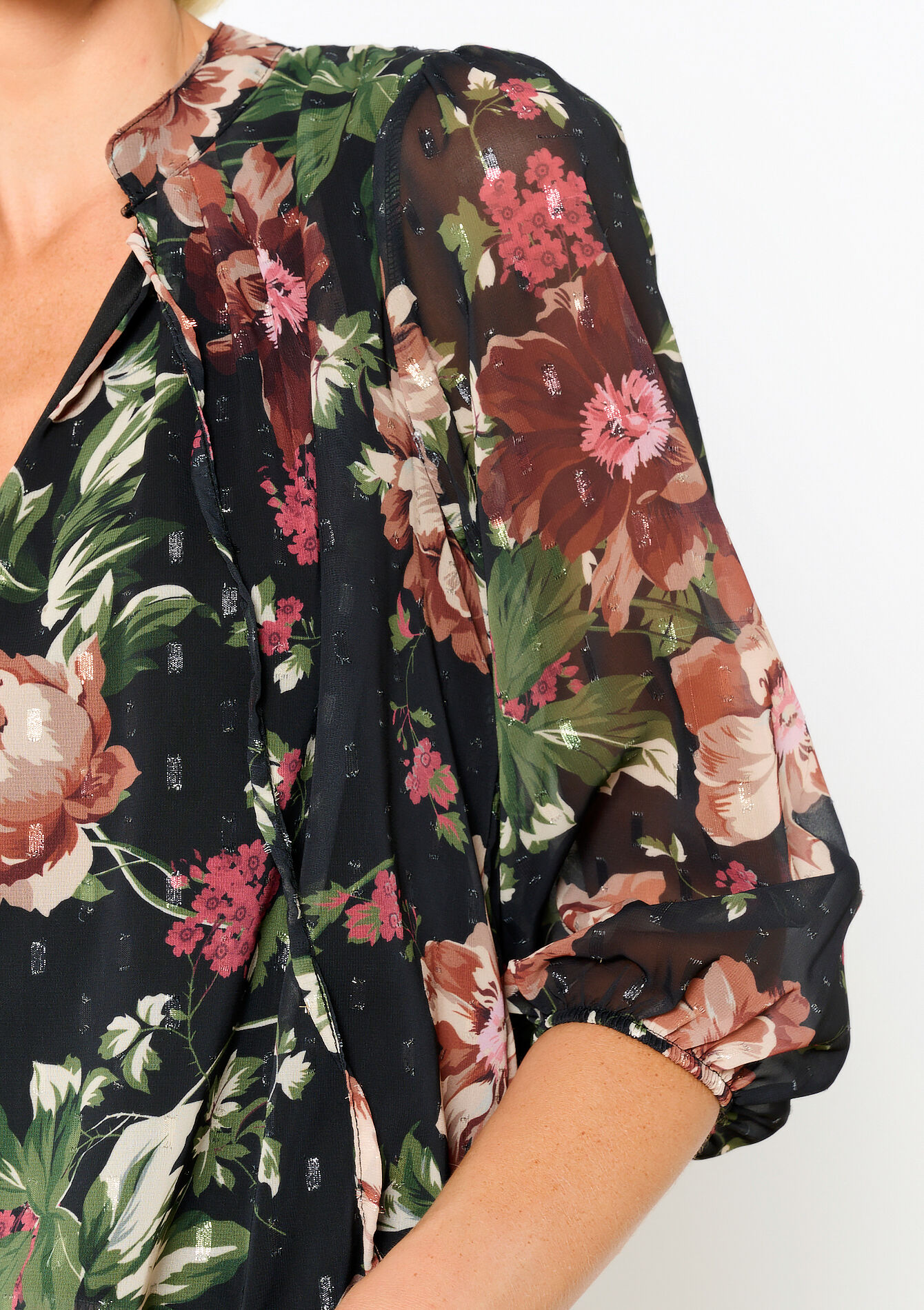 Blouse à imprimé fleuri - BLACK - 05702655_1119