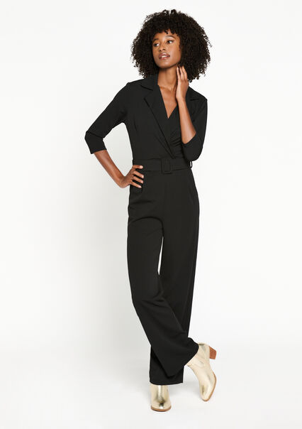 Jumpsuit with collar - BLACK - 06004468_1119