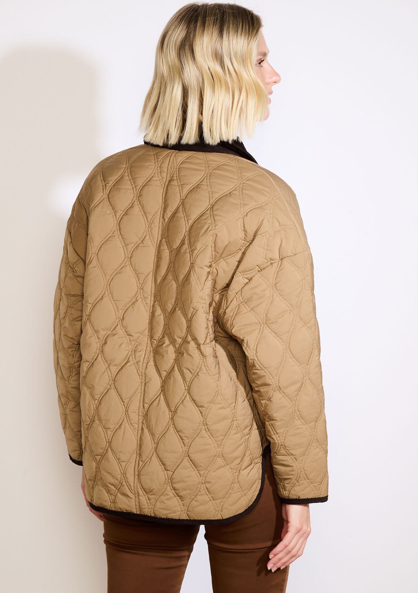 Veste matelassée col velours, Veste matelassée col velours - LIGHT CAMEL - 23000769_3814