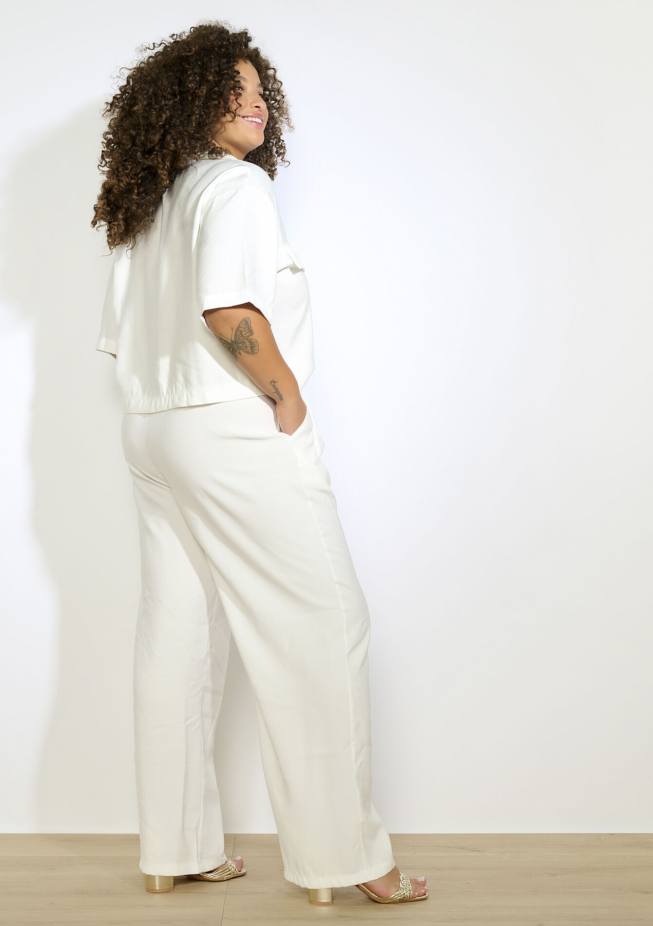 Wijde soepele broek, Wijde soepele broek - OPTICAL WHITE - 06100726_1019