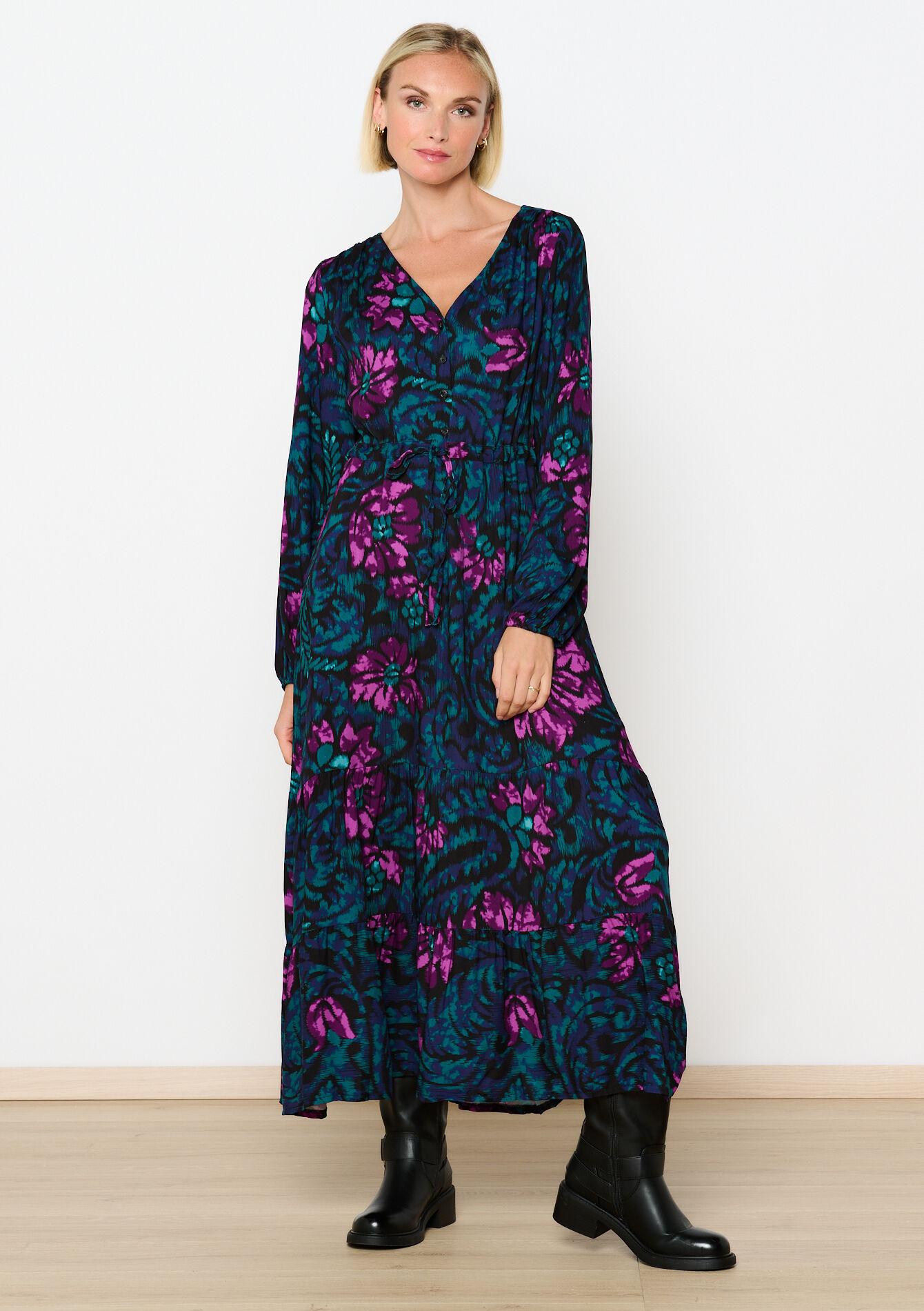 Floral maxi dress, Floral maxi dress - BLACK - 08103871