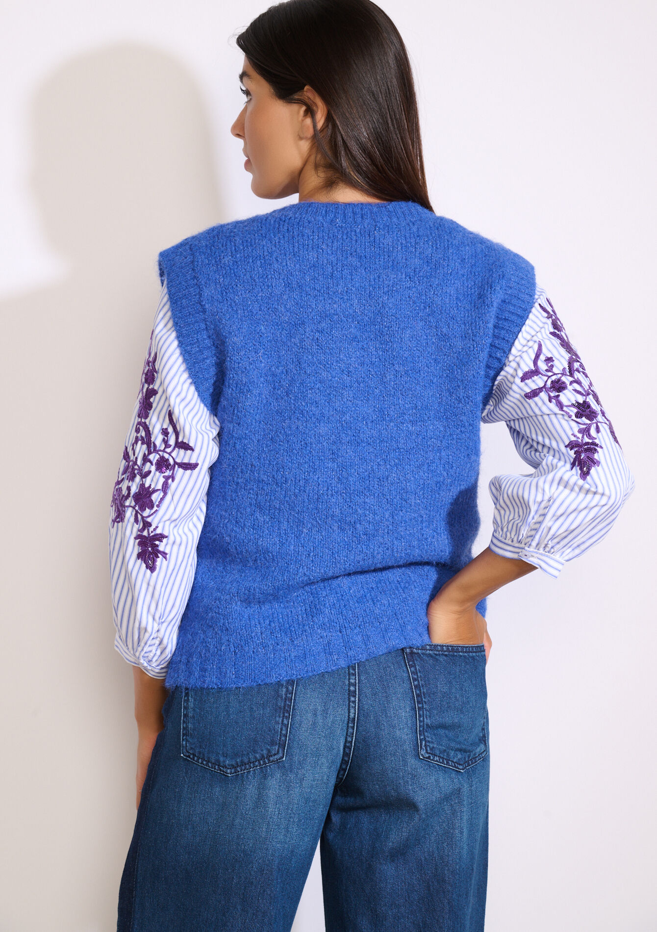 Zachte mouwloze trui, Zachte mouwloze trui - ELECTRIC BLUE - 04007042_1619