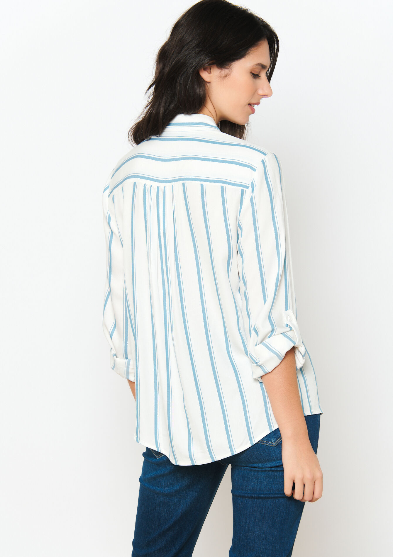 Gestreept hemd met lurex, Gestreept hemd met lurex - BLUE PASTEL - 05702406_3003