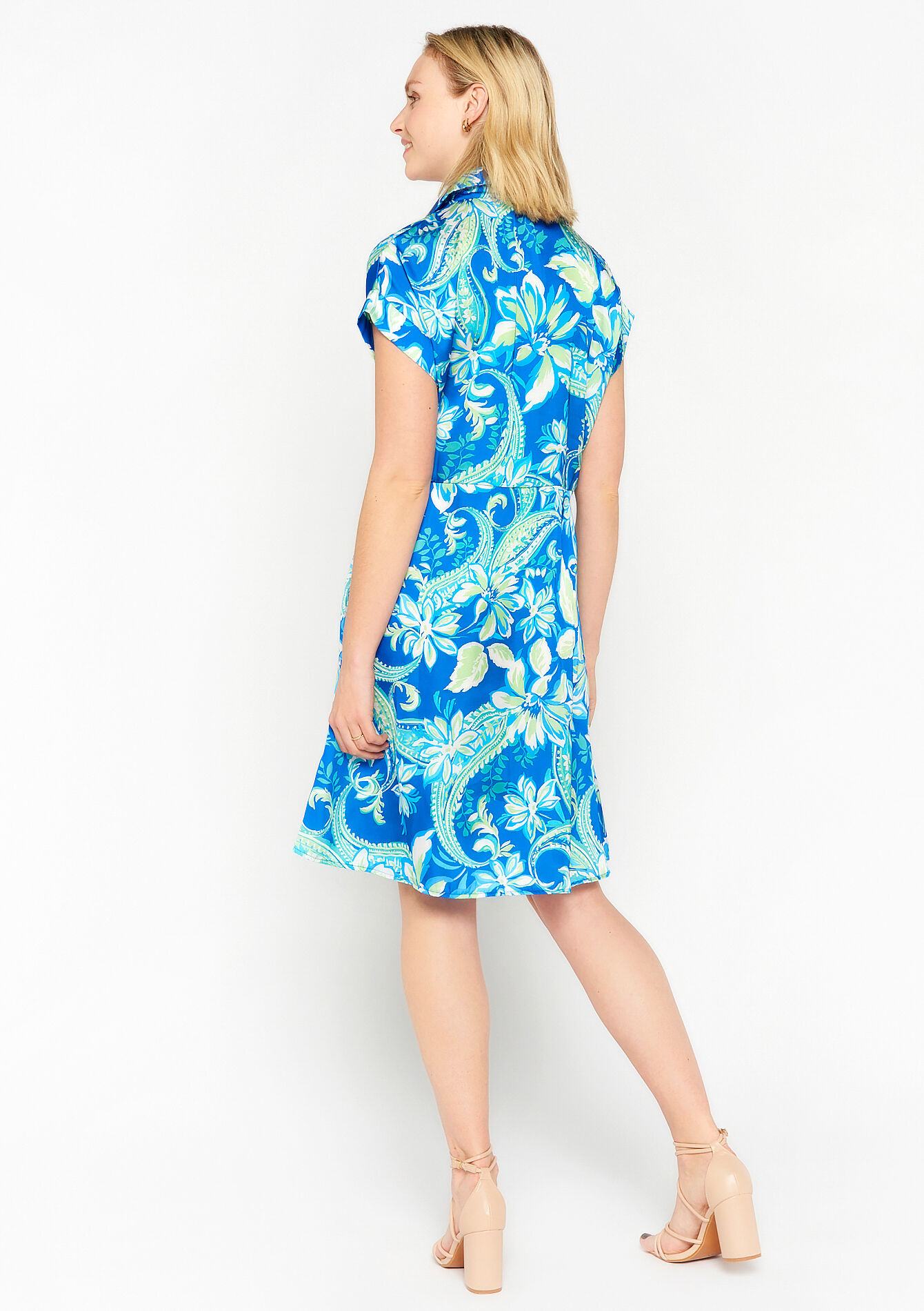 Shirt dress with paisley print - BLUE FAIENCE - 08103249_1584