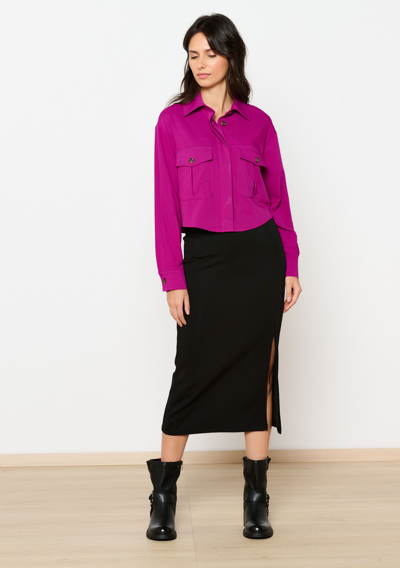 Midirok in sweaterstof - BLACK - 15000522_1119