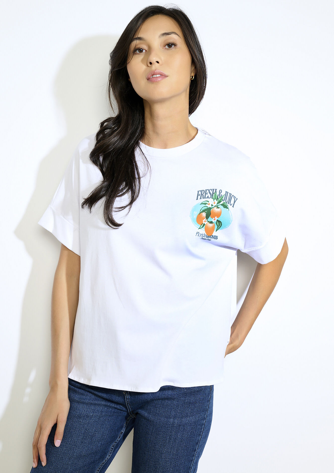 T-shirt à imprimé fruité, , back