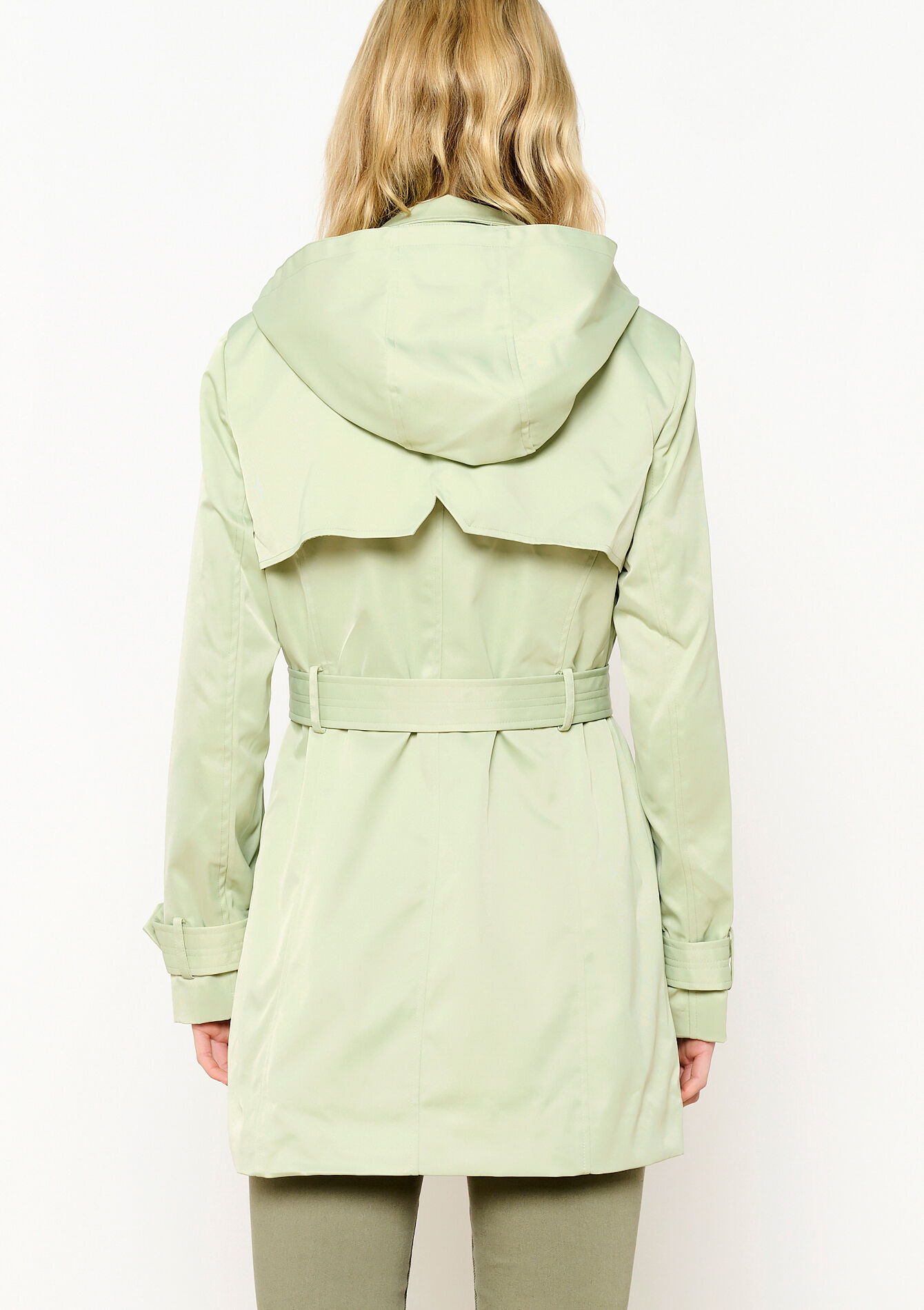 Trench coat with open collar, Trench coat with open collar - LIGHT KHAKI - 23000644_4405