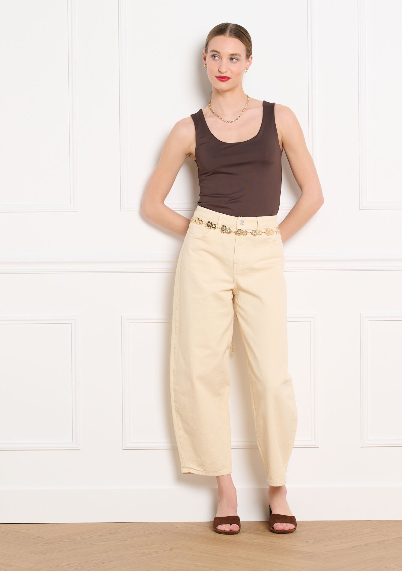 Hoge taille barrel broek - LT BEIGE - 06004732_2527