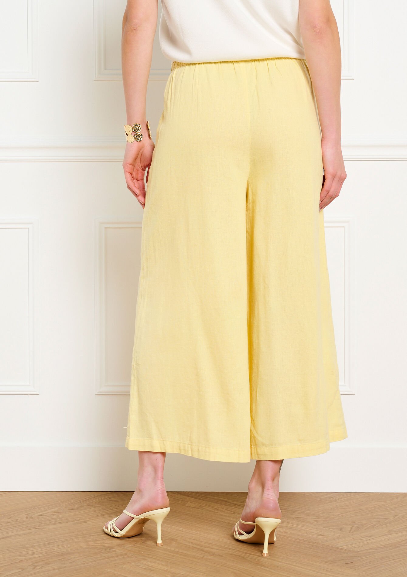 Cropped wijde broek - YELLOW PASTEL - 06601059_5004