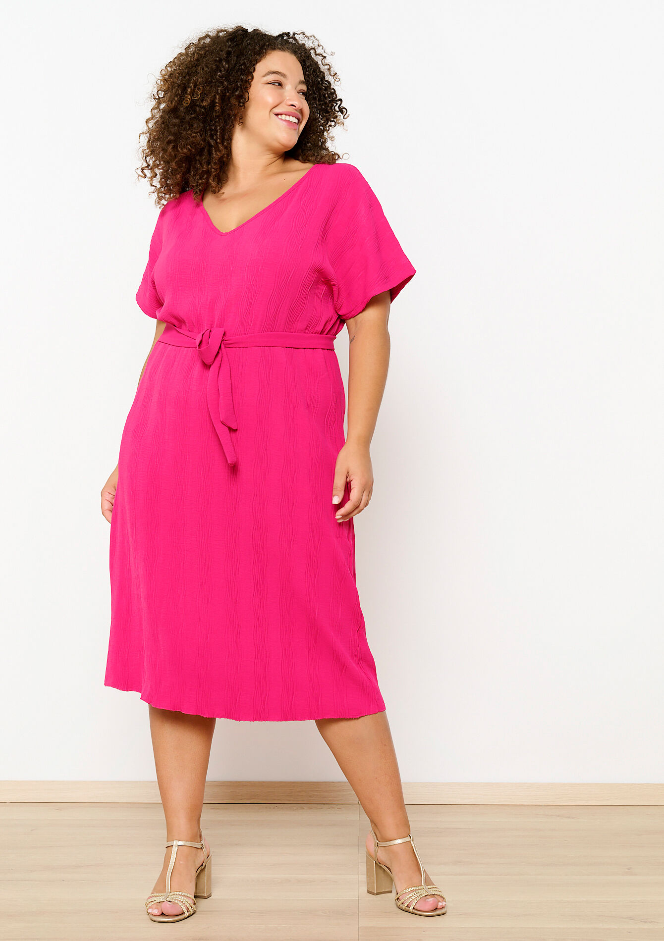 Rechte T-shirtjurk met striklint, Rechte T-shirtjurk met striklint - GREEN LAGOON - 08103630