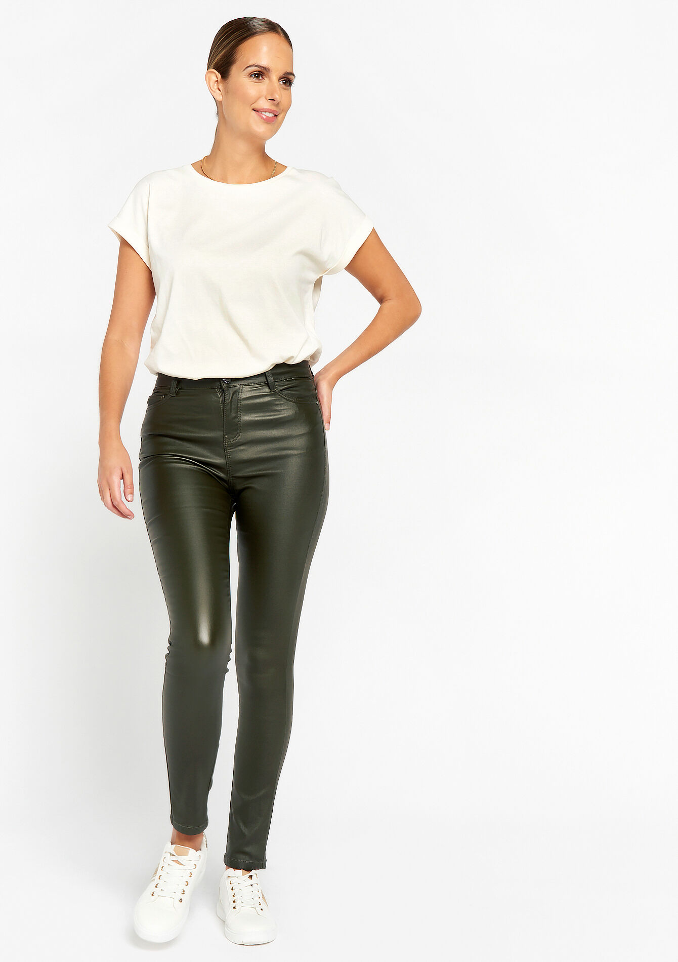 Gecoate skinny broek, Gecoate skinny broek - KHAKI DARKY - 06004355_4208