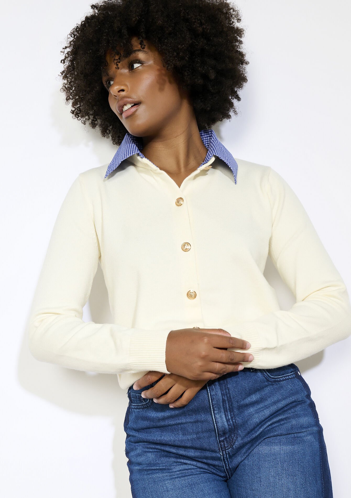 Poplin vest met overhemdkraag, Poplin vest met overhemdkraag, , back