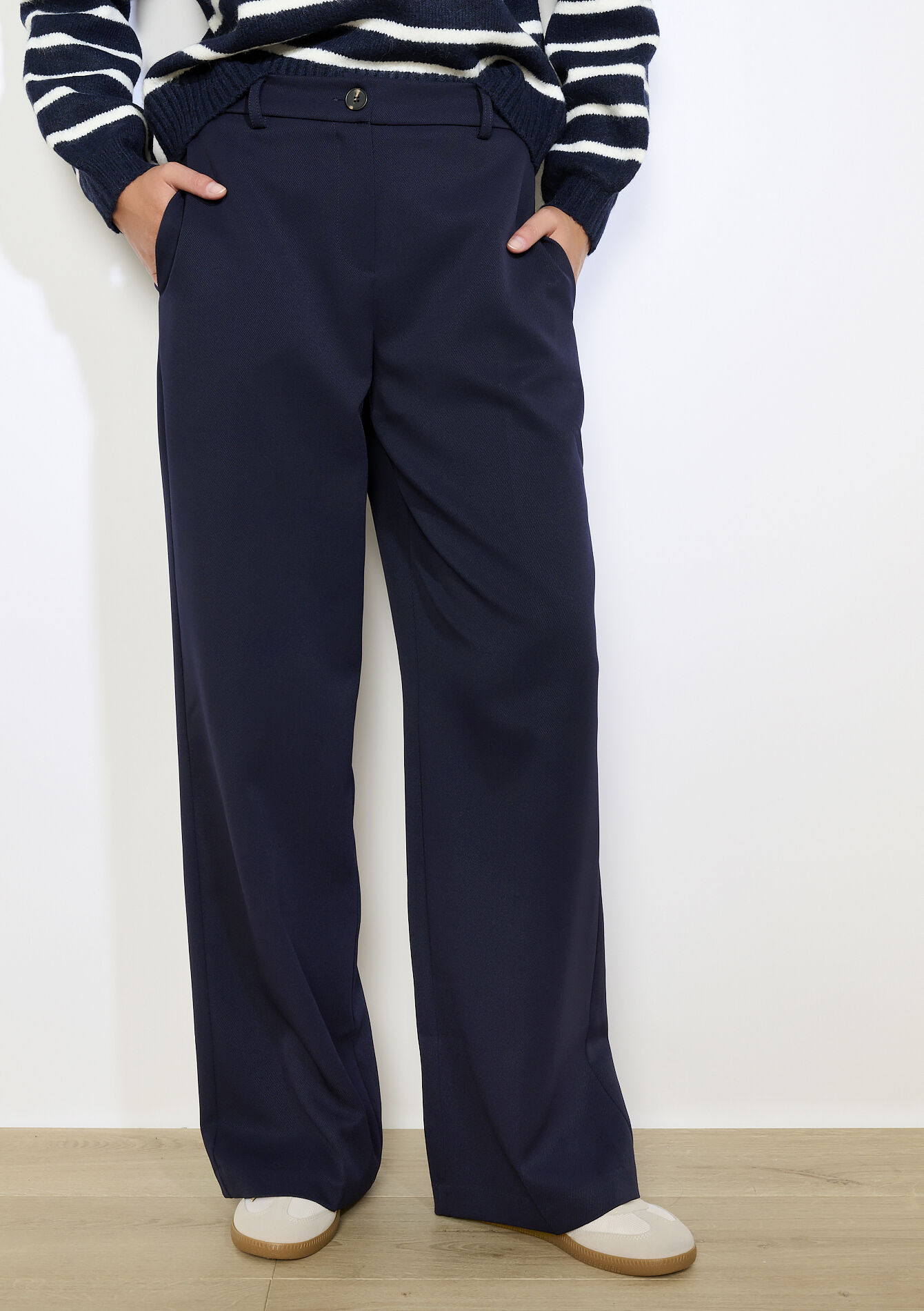 Pantalon large en sergé - NAVY BASIC - 06601045_2723