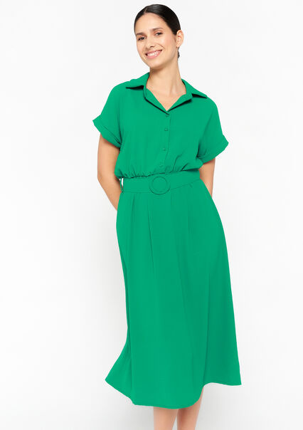 Midi dress with polo collar - GREEN APPLE  - 08601892_1783