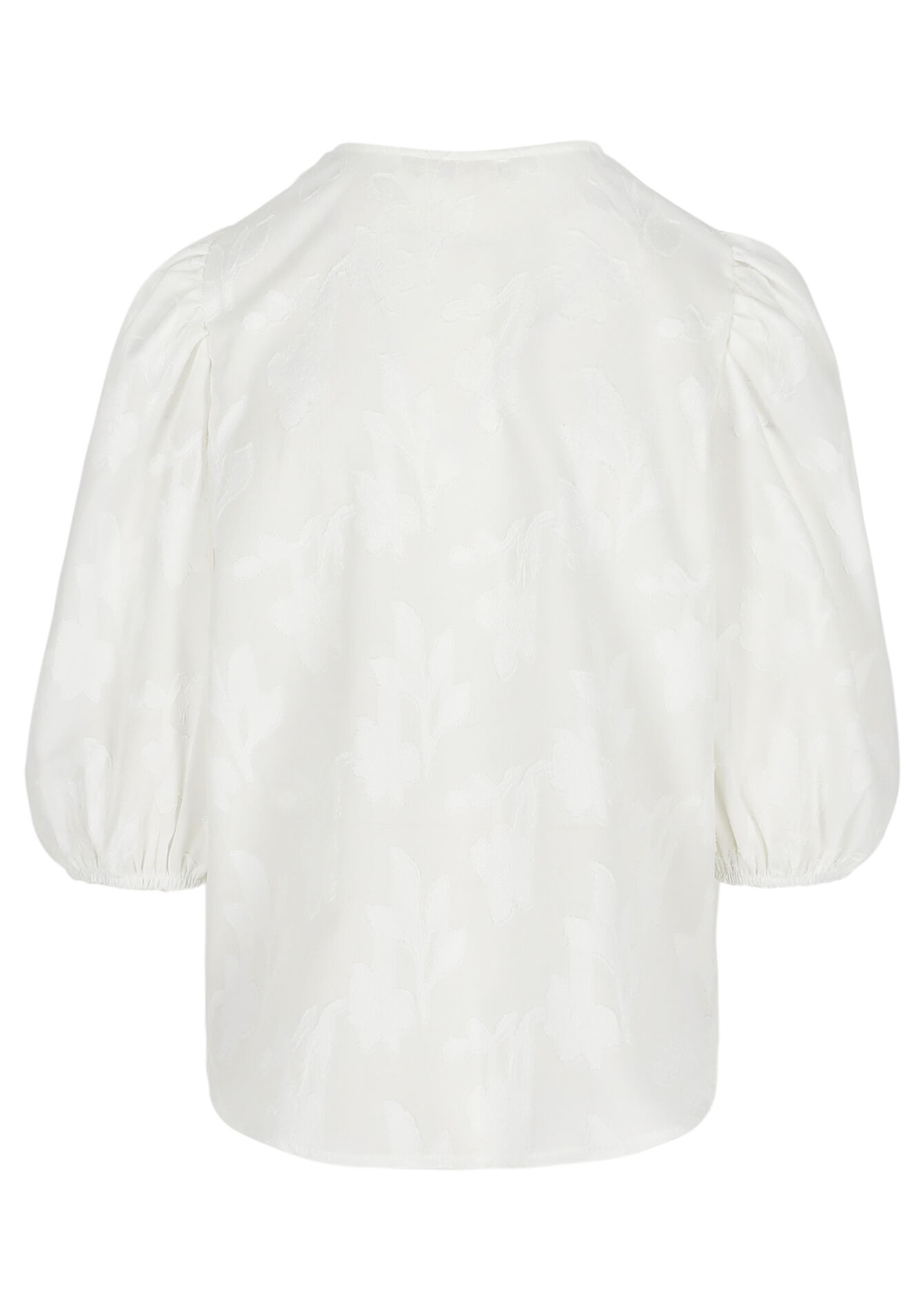 Losvallende jacquard blouse - OPTICAL WHITE - 05703043_1019