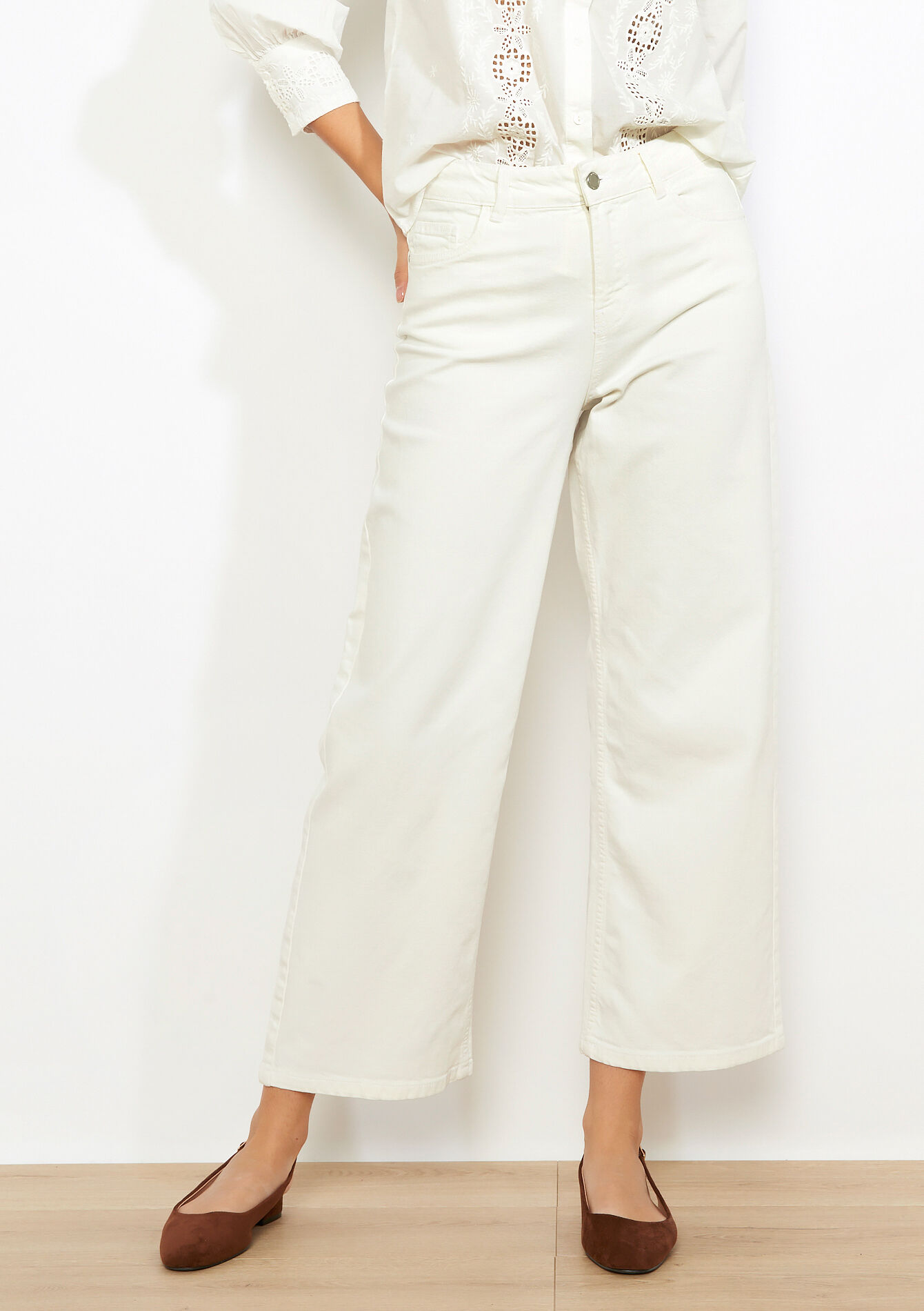 Hoge taille rechte broek - VANILLA WHITE - 06004660_1013