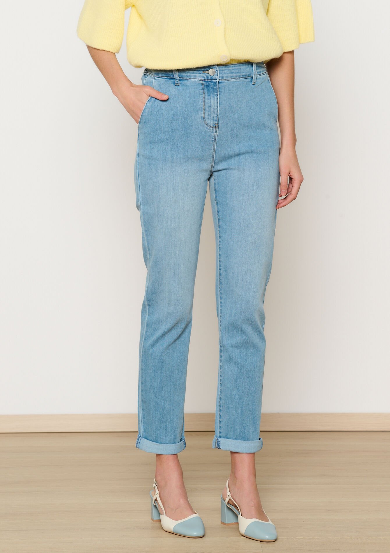 High waist straight jeans, High waist straight jeans - BLUE BLEACHED - 22000567_0502