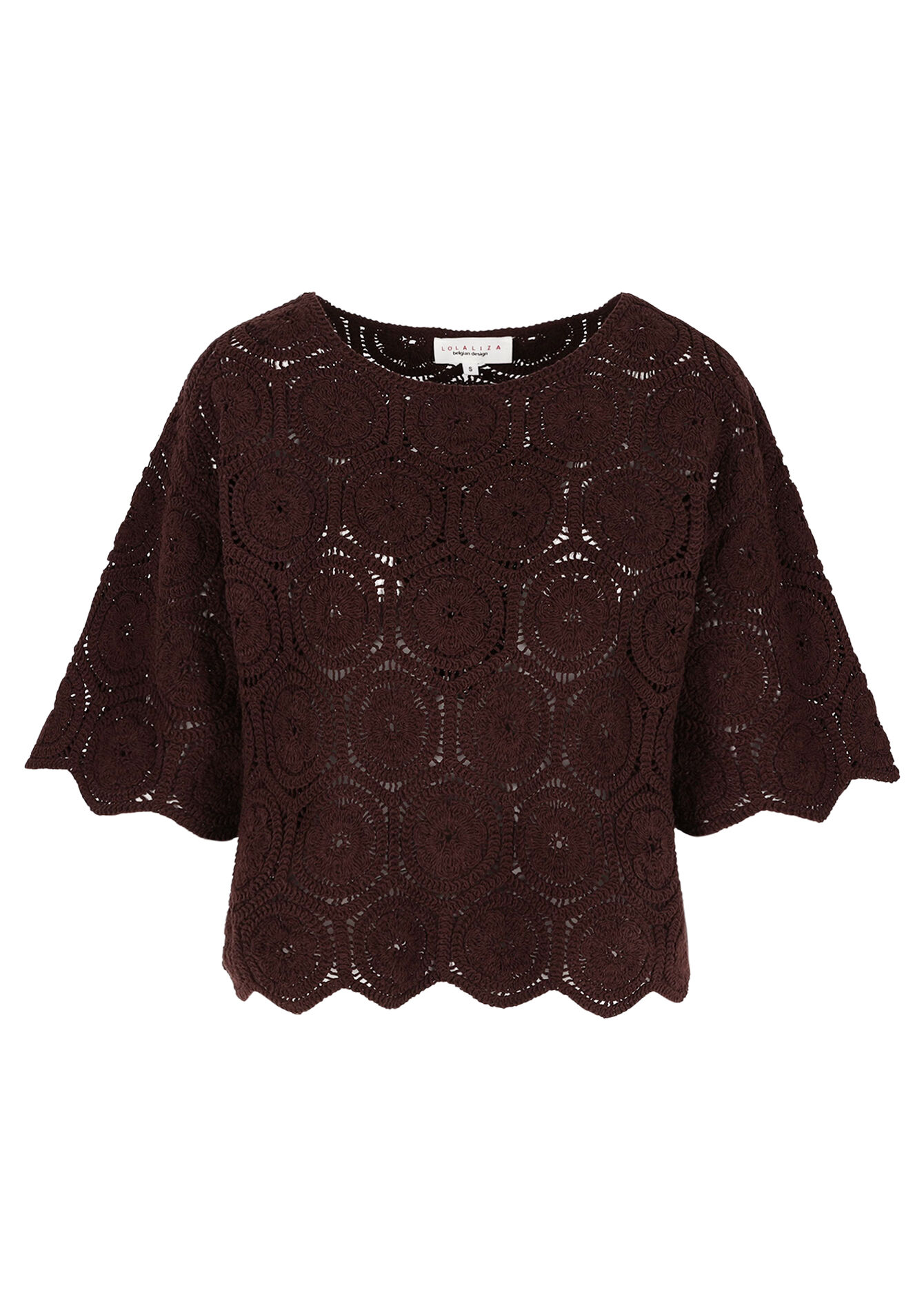 Gehaakt opengewerkt top, Gehaakt opengewerkt top - BROWN DARK CHOCOLATE - 04007065_3720