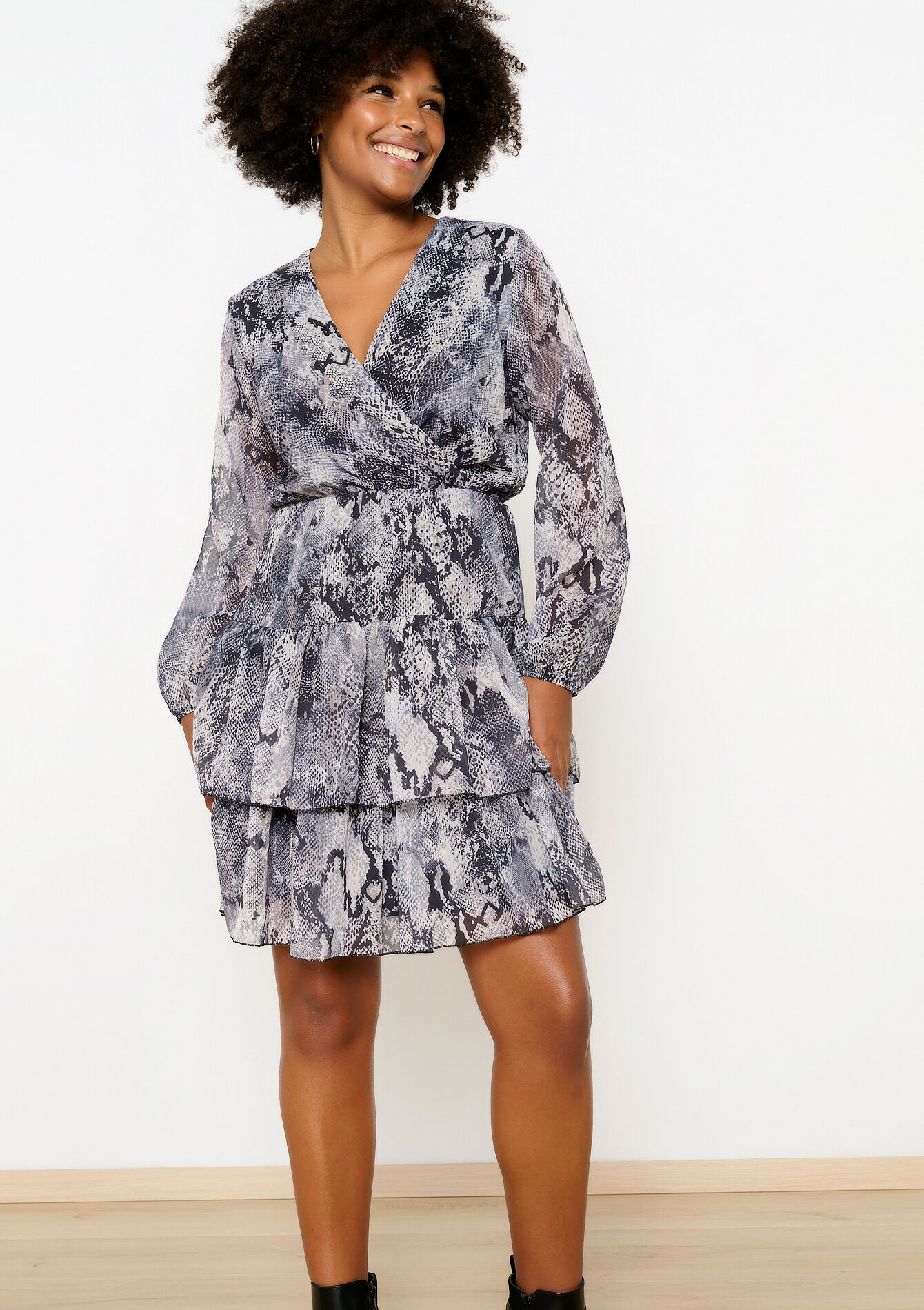 Robe courte à imprimé python - MED GREY - 1119816