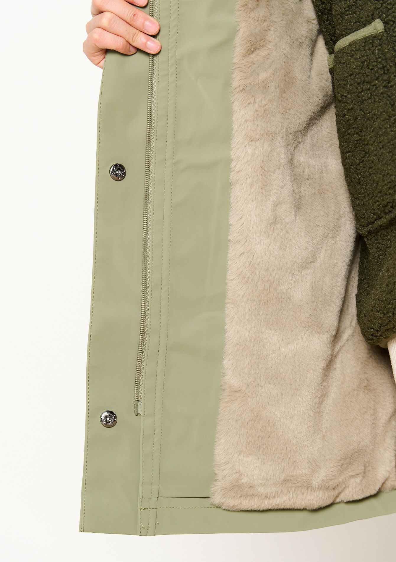 Gewaxte parka met fluffy voering - KHAKI FADED - 1120256