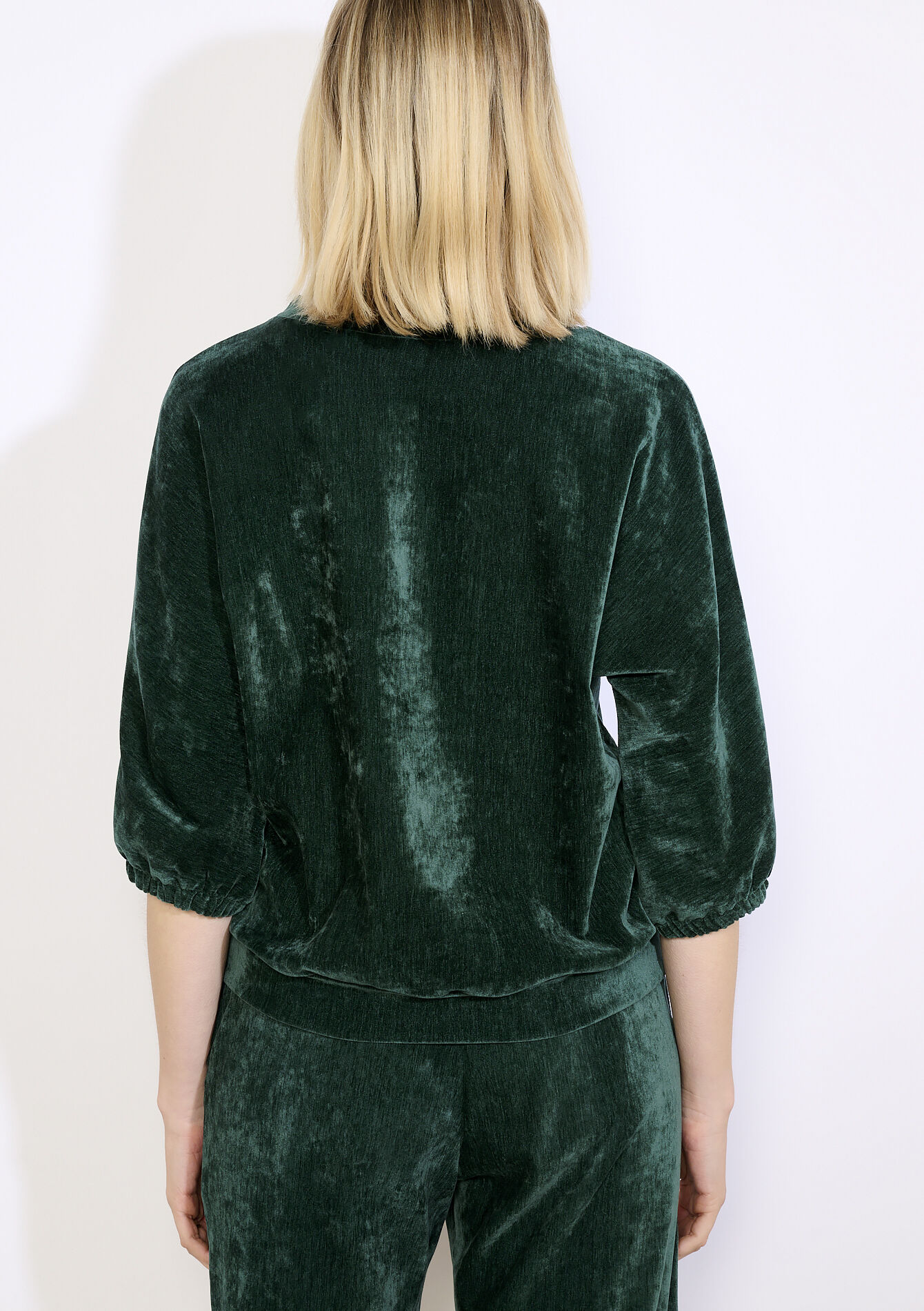 Comfortabele fluwelen sweater - EMERALD GREEN - 03001835_414