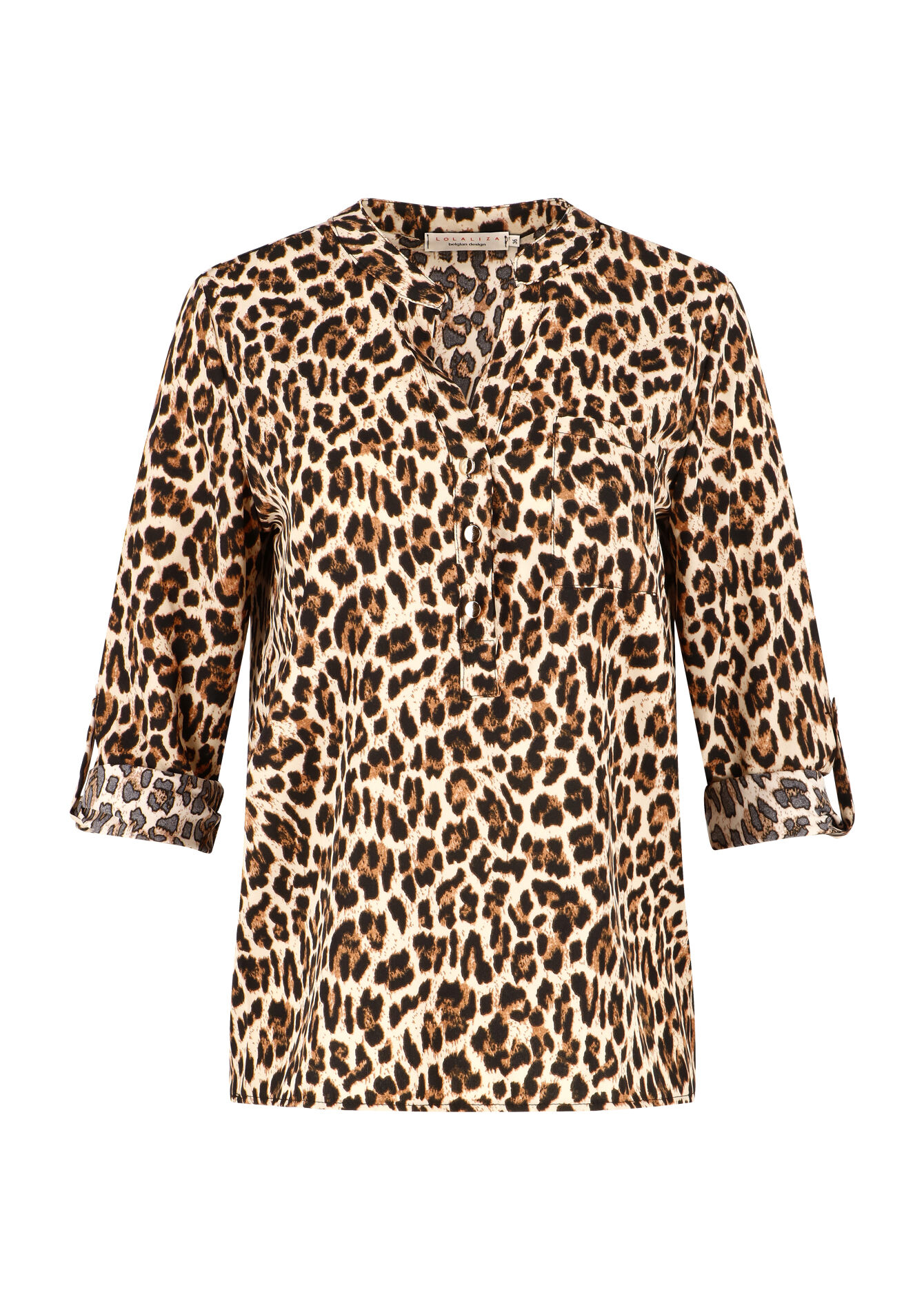 Blouse with animal print - CARAMEL - 05702336_1953